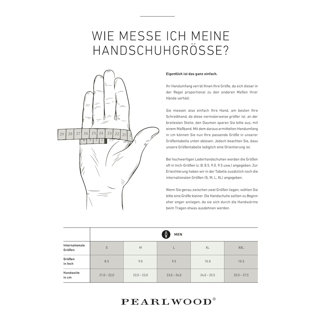 PEARLWOOD Lederhandschuhe »Newton«, leichte Vintage Optik durch Waxfinish