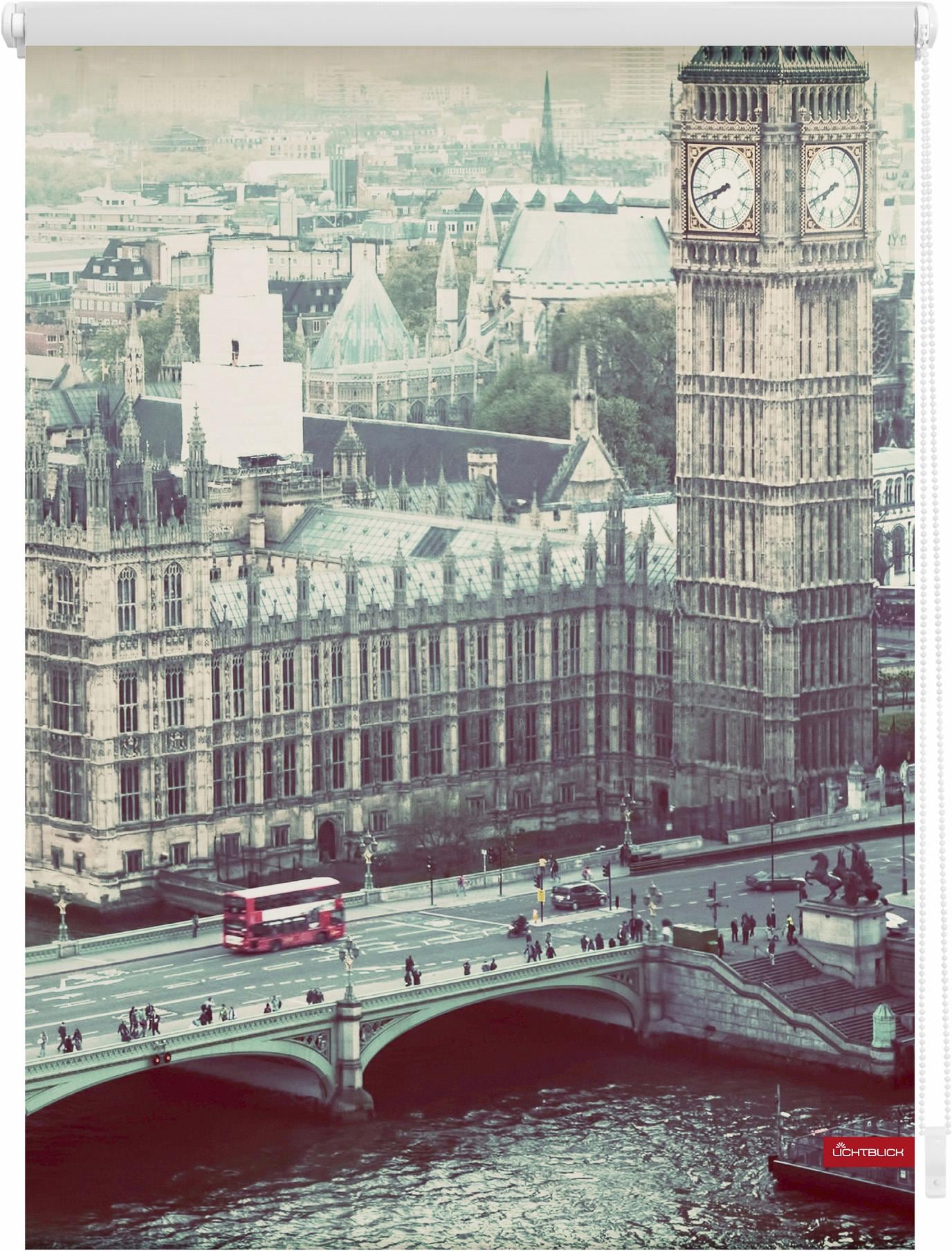 LICHTBLICK ORIGINAL Seitenzugrollo bedruckt Lichtschutz, London Westminster«, schnell bequem Motiv freihängend, »Klemmfix und Bohren, bestellen ohne