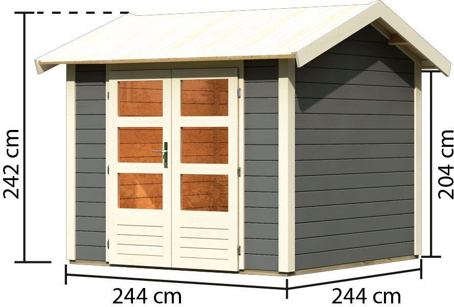 Karibu Gartenhaus »Traufberg 3«, terragrau