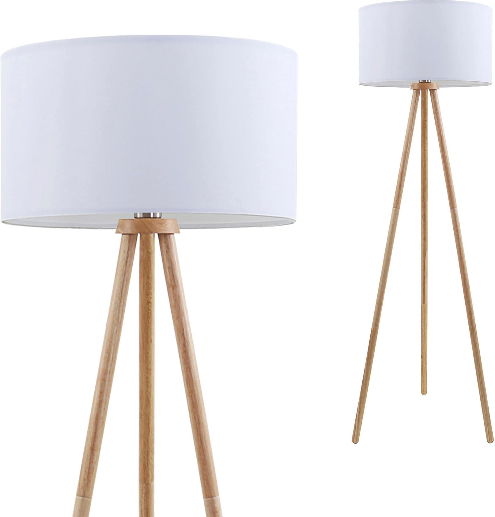 Briloner Leuchten Stehlampe »1379016 Floor«, Leuchtmittel E27 | ohne Leuchtmittel, Holz Stativ, Stoffschirm, inkl. Kabelschalter, exkl. 1x E27 max. 60 W