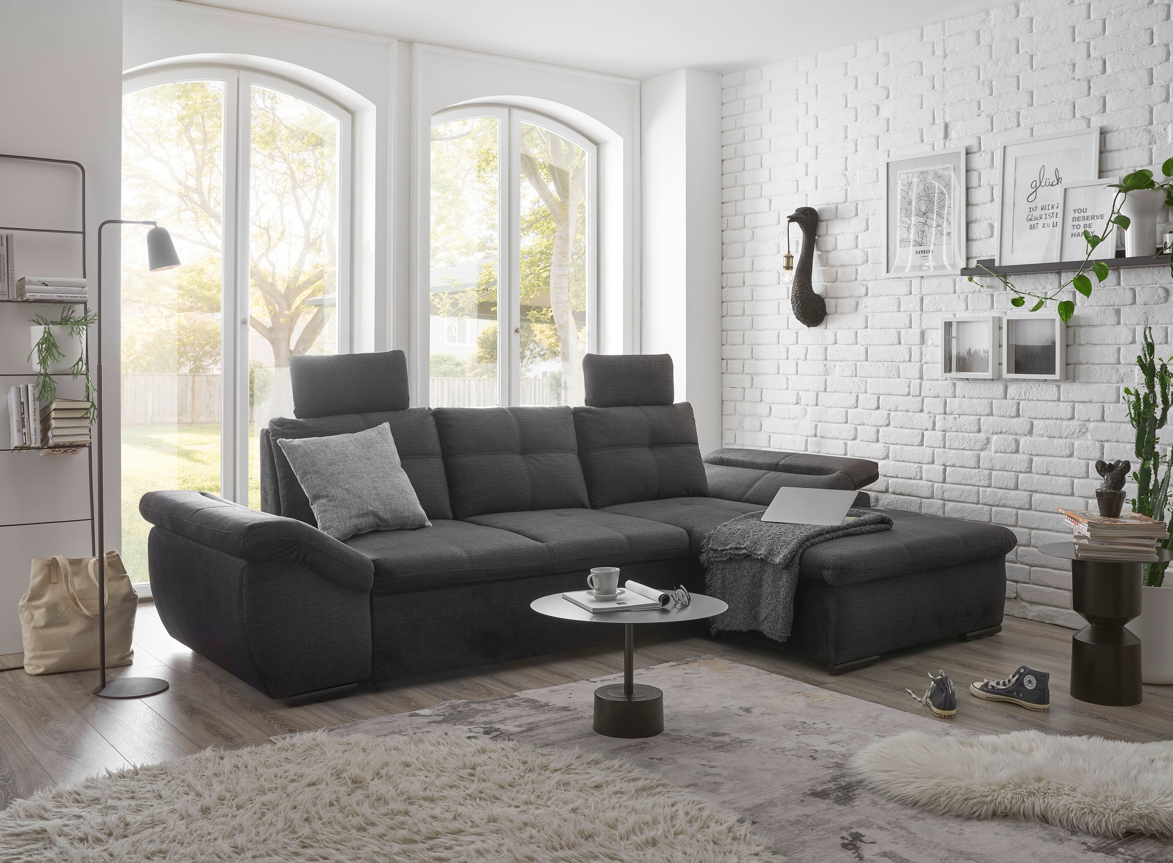 ED EXCITING DESIGN Ecksofa »Alija L-Form«, mit Bettfunktion, Armteilverstel günstig online kaufen