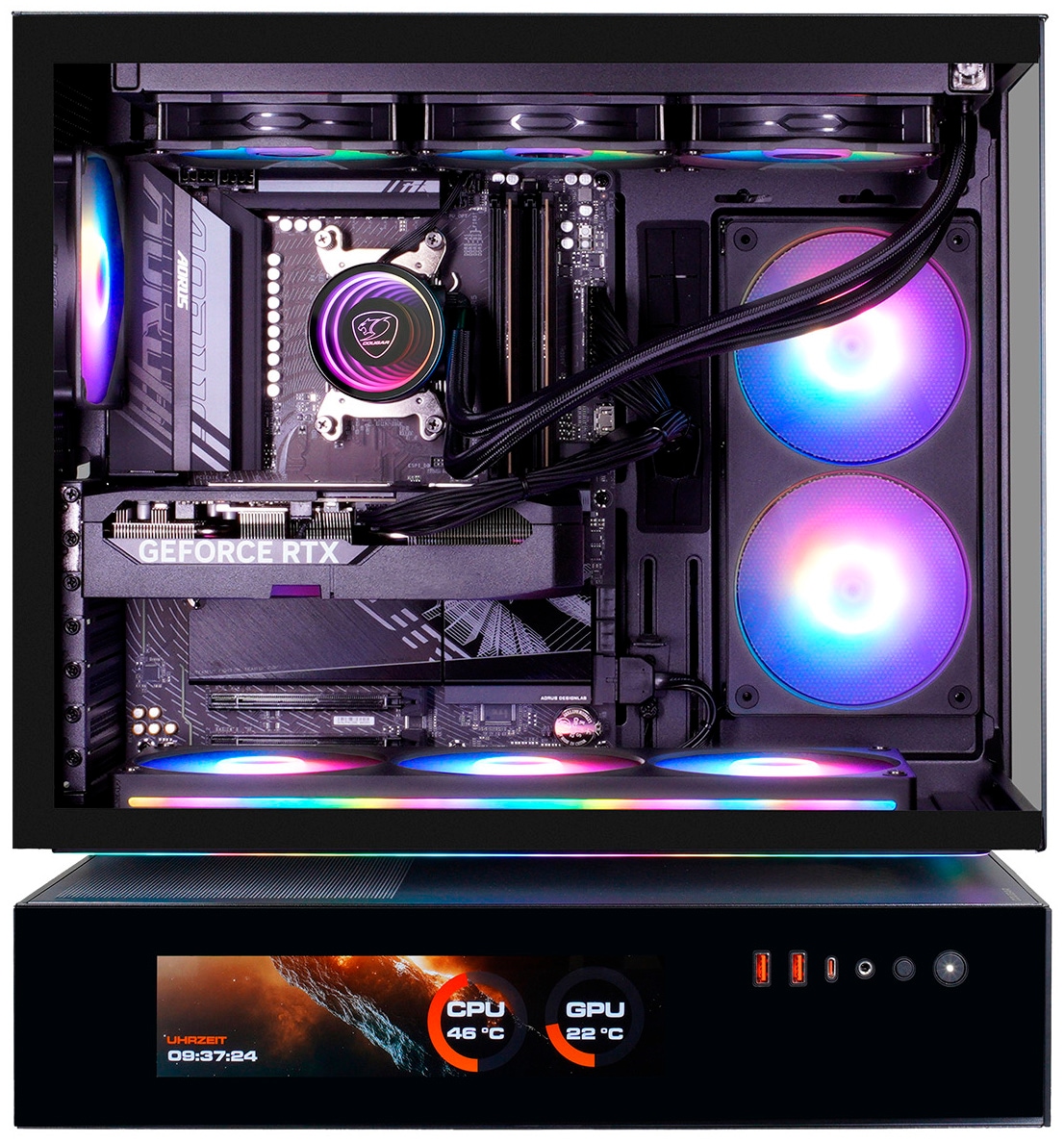 Cougar Gaming-PC-Komplettsystem »MegaDeal CFV235 Vision 2850 Ryzen 7 9700X 32GB DDR5 2TB SSD RTX 5070Ti« 34 ″ AMD Ryzen 7 GeForce RTX? 5070Ti 32 GB RAM 2.000 GB SSD Windows 11, DDR5 RAM + MSI MAG 342CQR E2 Curved Monitor 86cm (34")