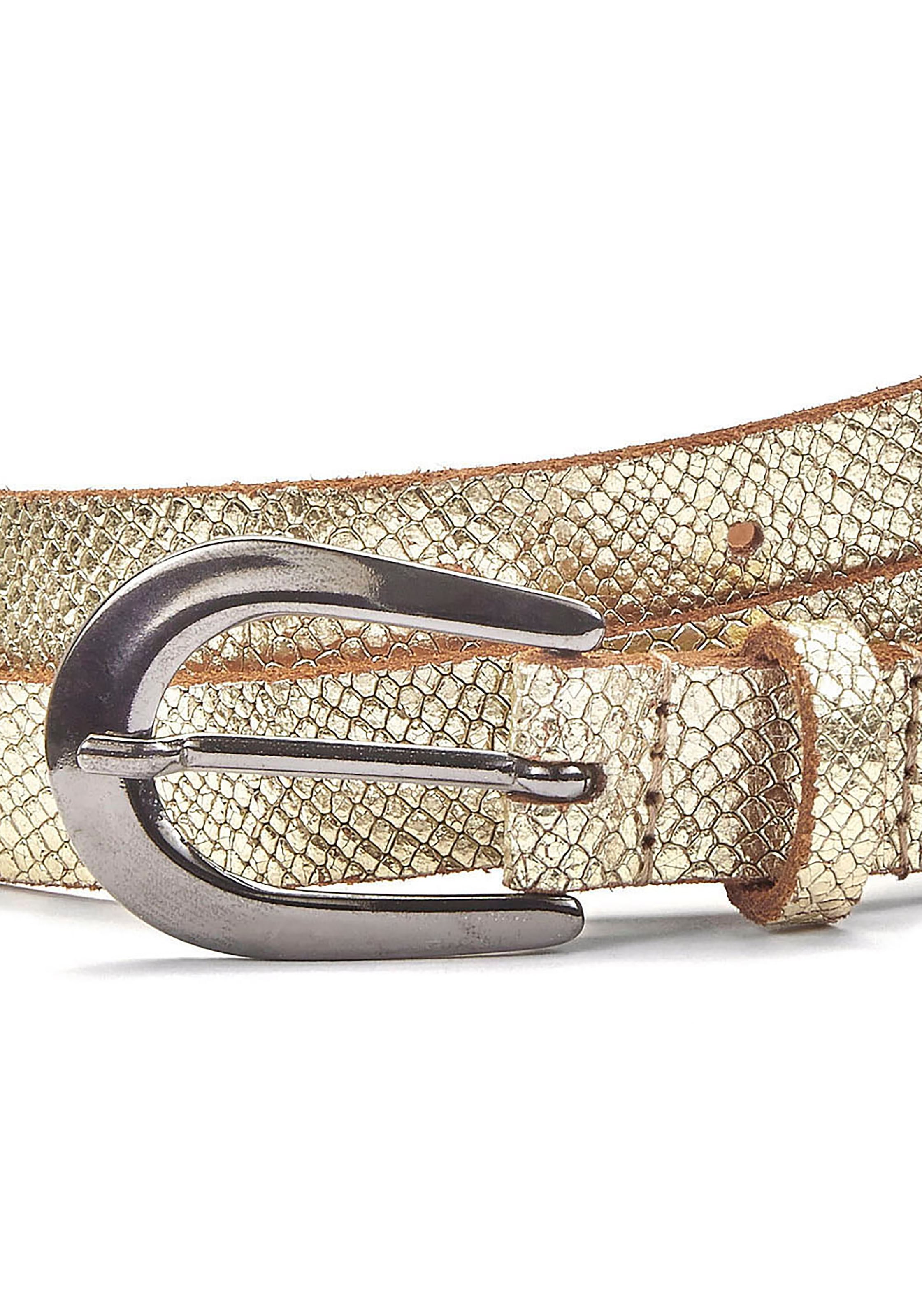LASCANA Hüftgürtel »Ledergürtel« schmaler Gürtel in Metallic-Snake-Optik, für Hosen, Jeans & Kleider