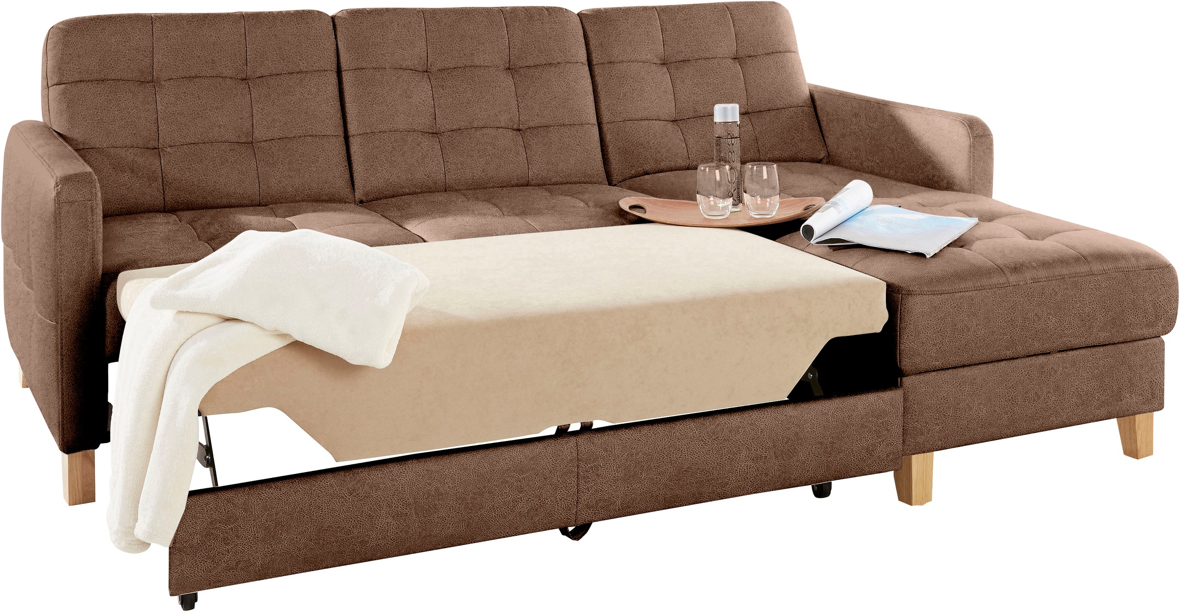 exxpo - sofa fashion Ecksofa »Elio, kompakt und komfortabel, bequem und zeitloses Design, L-Form«, wahlweise mit Bettfunktion