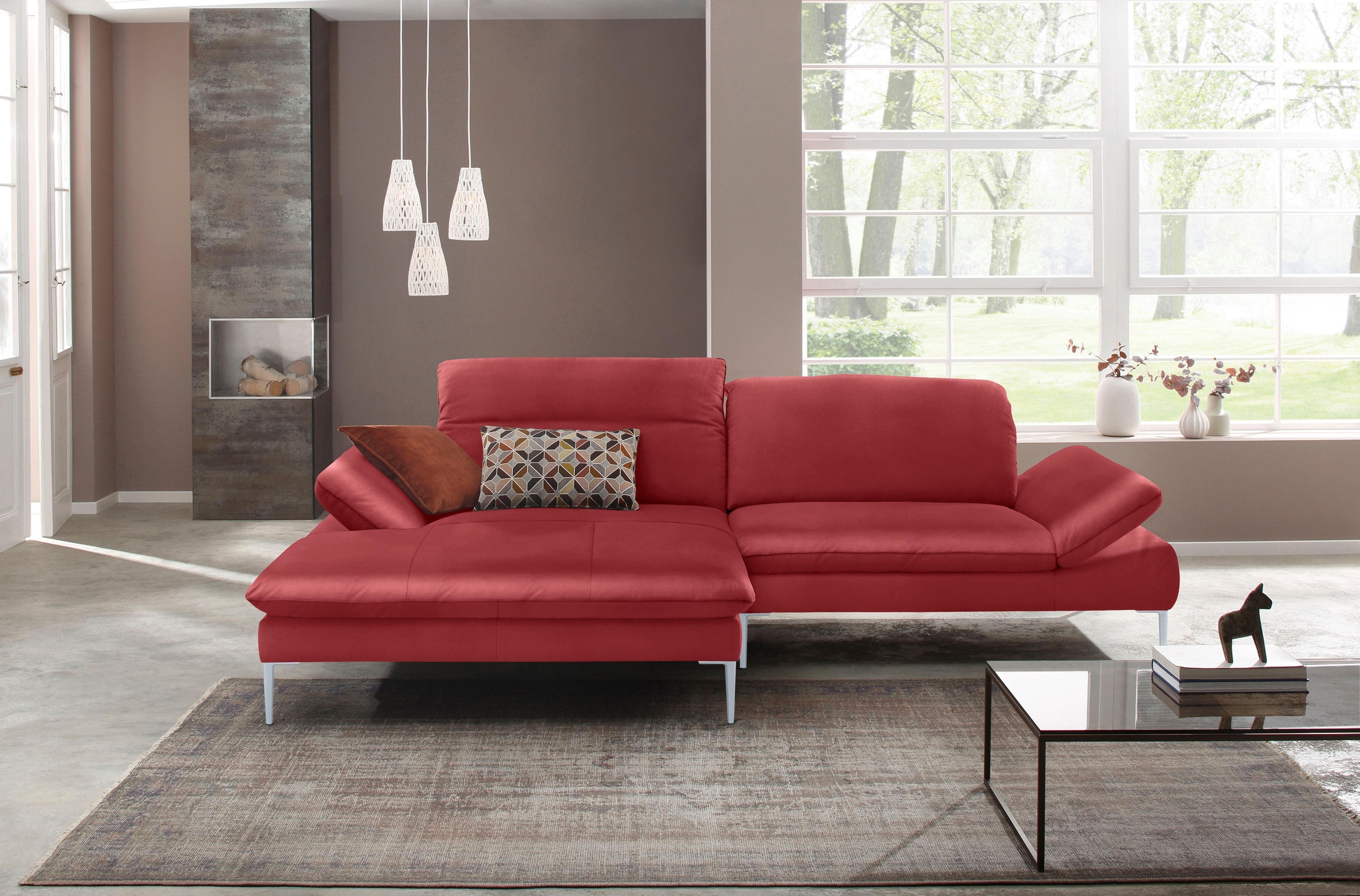 W.SCHILLIG Ecksofa »enjoy&MORE, mit tollem Sitzkomfort, elegant und bequem, L-Form«, mit Sitztiefenverstellung, Füße silber matt, Breite 294 cm