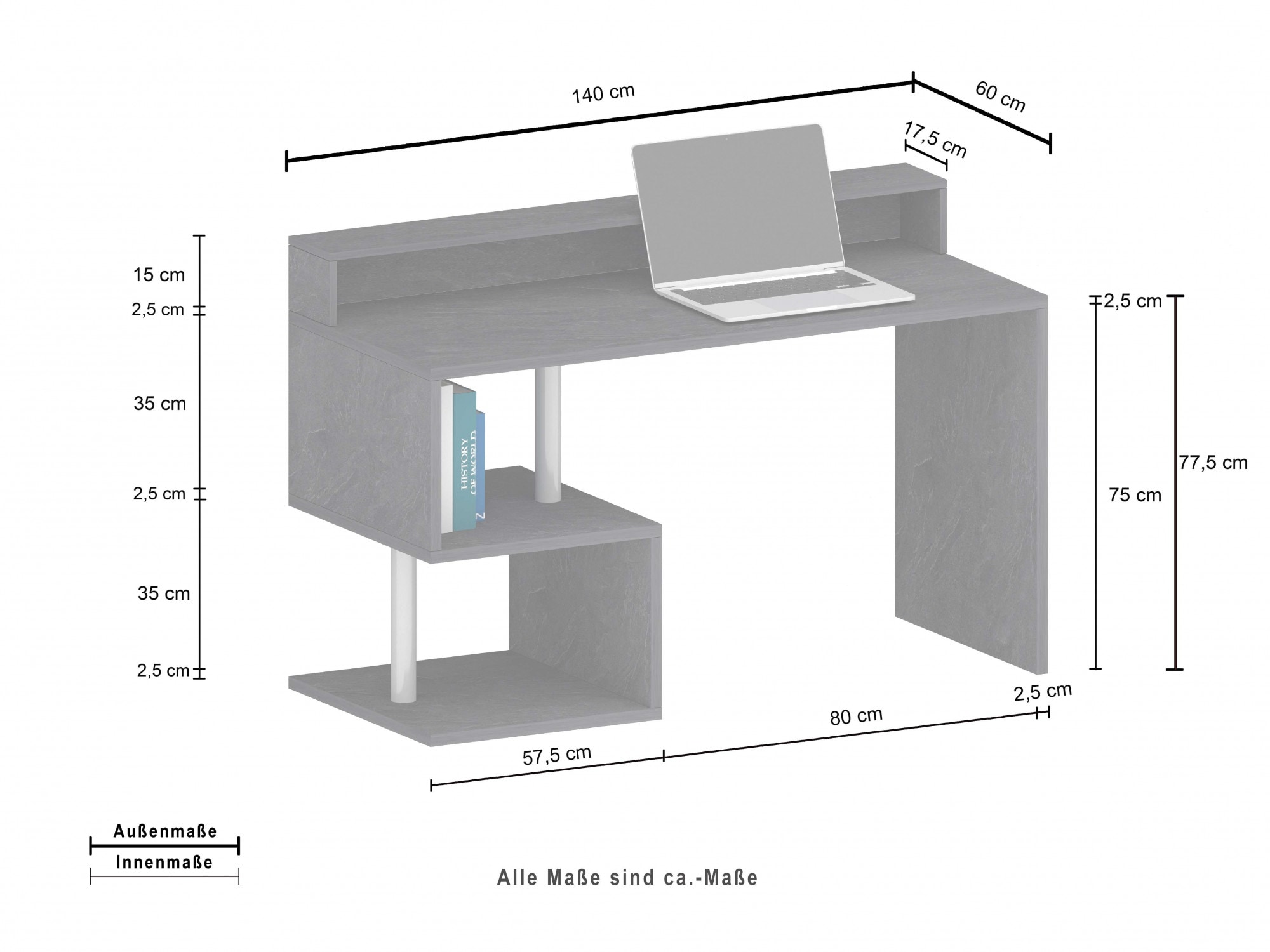 INOSIGN Schreibtisch »Esse, modernes Design«, in verschiedenen Breiten, mit und ohne Monitoraufsatz, Made in Italy