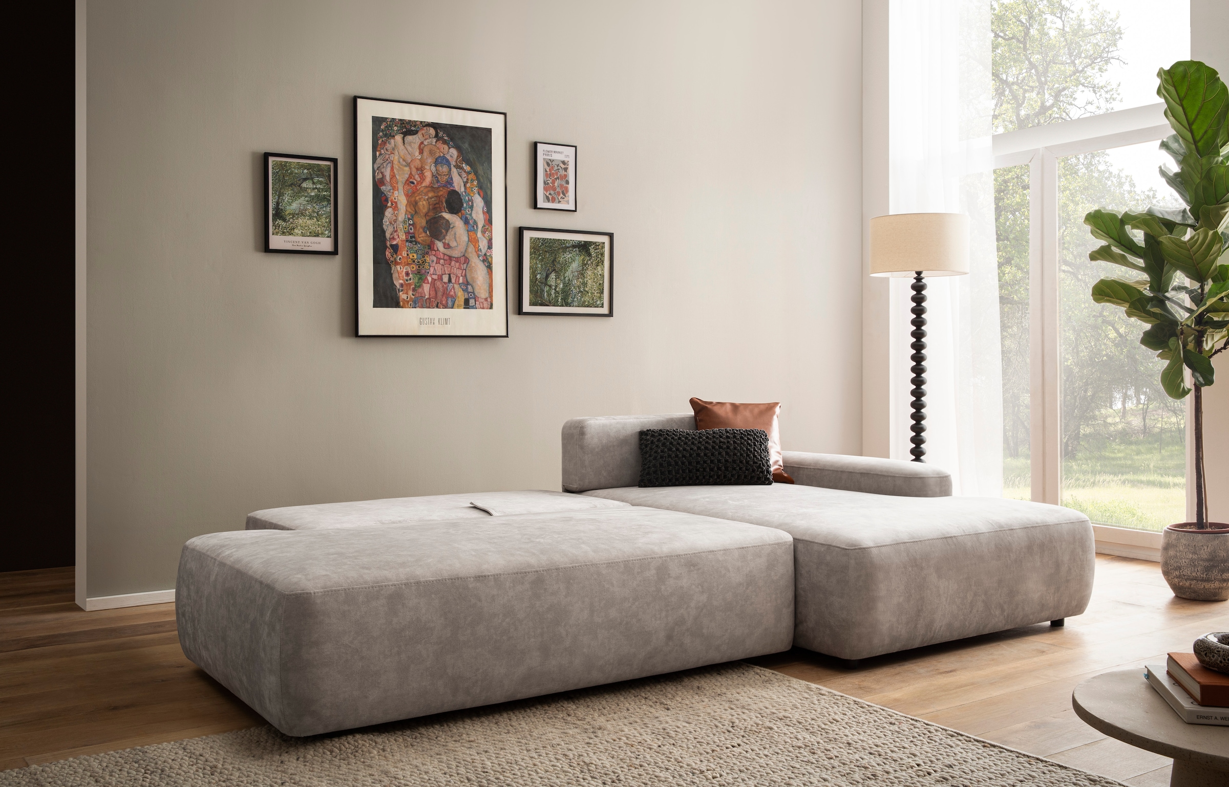 INOSIGN Ecksofa »TORGE, Schlafsofa Cord, Samtvelours u. Strukur fein, Couch in L-Form«, Schlaffunktion und Bettkasten, Liegefläche: 210x125 cm, neues Design