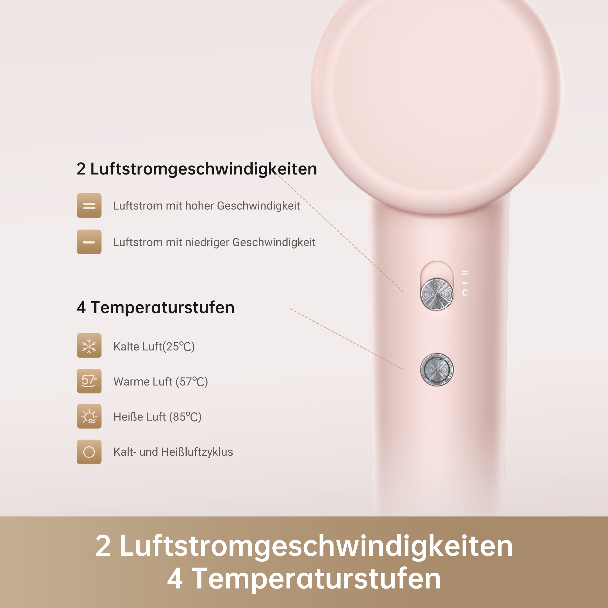 Dreame Haartrockner »Dreame Gleam«, 1 Aufsätze, 200 Mio. Anionen, konstante Temperatur, geringes Gewicht von nur 330g