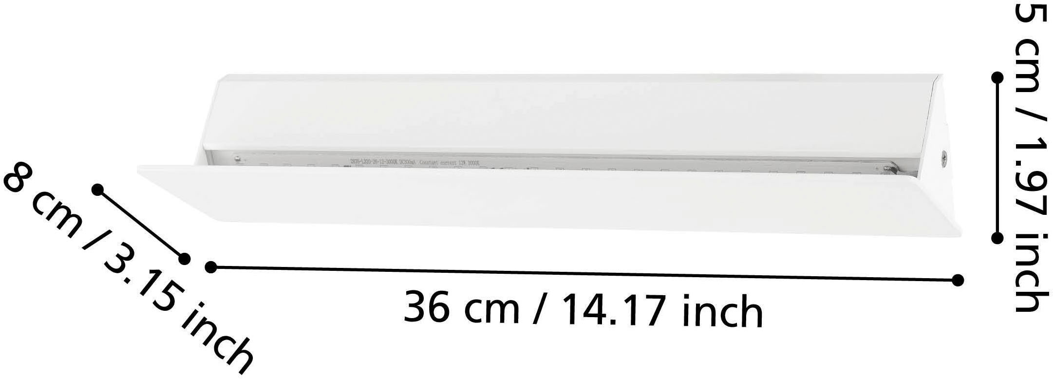 EGLO Wandleuchte »Zubialde LED Wandlampe, Wandstrahler, Aluminium und Stahl, Flurlampe« LED-Modul 1 Stk. Warmweiß Wand-/Deckenleuchte - L36 x H8 x AL5 cm - weiß - 12W inkl.