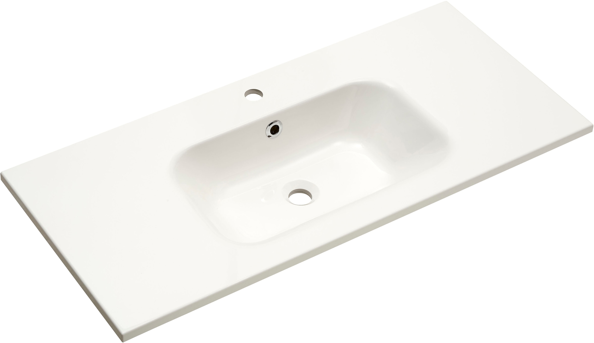 Saphir Badmöbel-Set »Quickset Mineralmarmor-Waschtisch mit LED-Spiegel, 101 cm breit«, (4 St.), Waschplatz, 2 Türen, 1 Schublade, seitliche Ablagen, Bad-Set