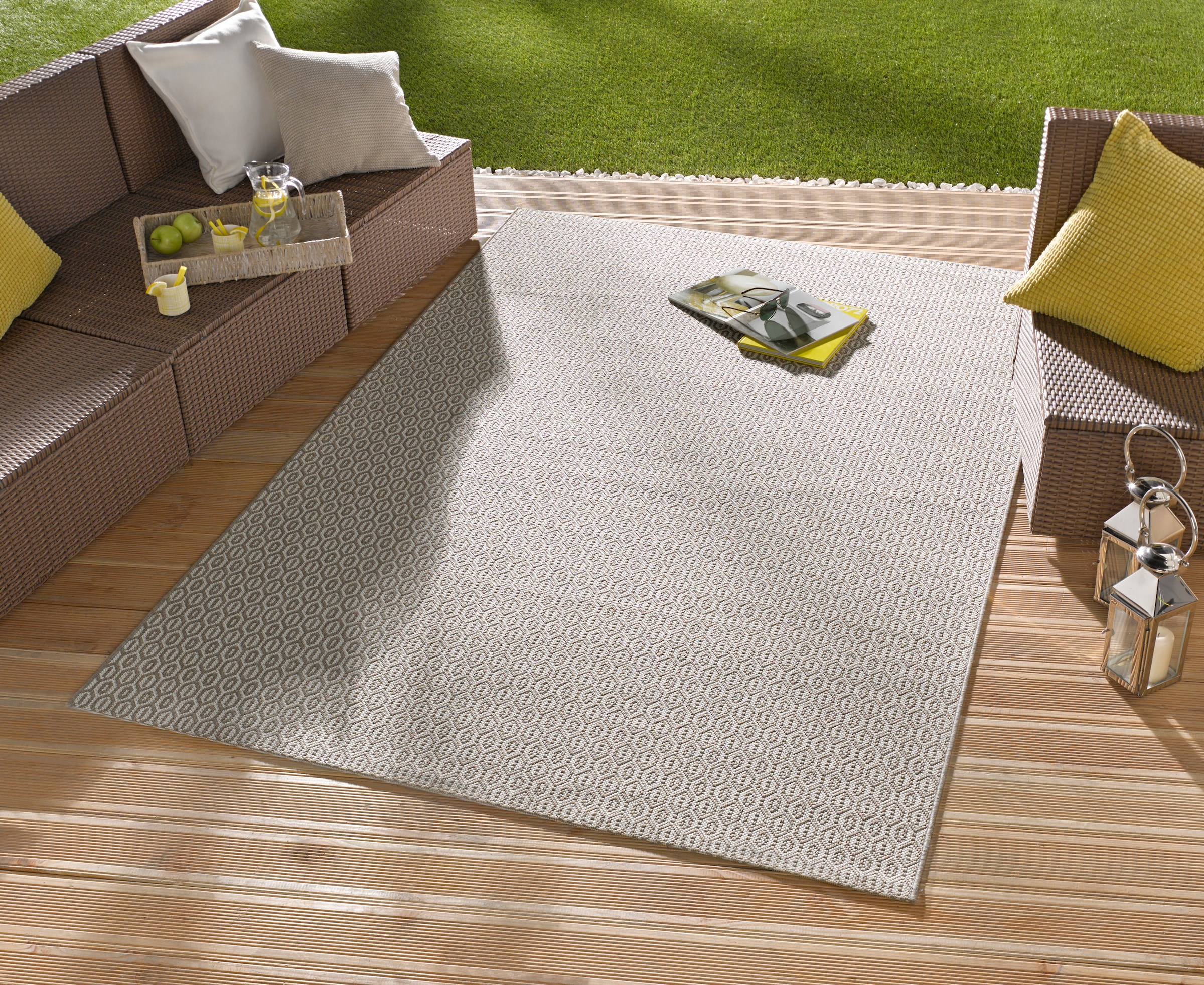 NORTHRUGS Teppich »Coin«, rechteckig, 8 mm Höhe, In-& Outdoor, Wetterfest, Balkon, Sisal-Optik, Wohnzimmer, Läufer