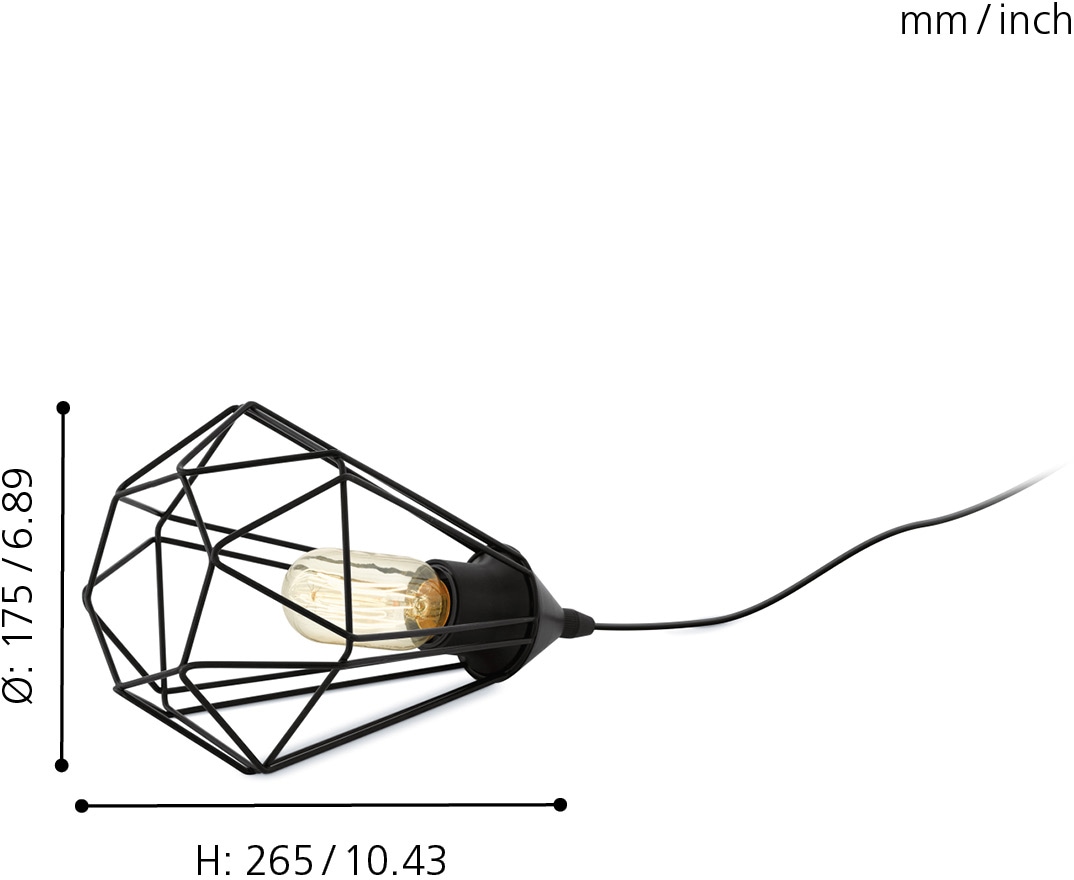 EGLO Tischleuchte »TARBES Tischlampe, Vintage, Retro, Stahl, schwarz E27«, 1 flammig, Leuchtmittel E27 | ohne Leuchtmittel, Nachttischlampe, Esszimmer, Flur, Drahtgeflecht, 1flammig, 9x7x9cm