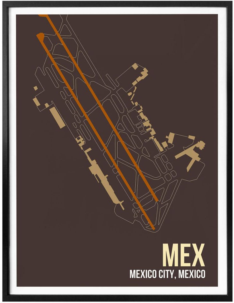 Wall-Art Poster »Wandbild MEX Grundriss Mexico City«, Grundriss, (1 St.), Poster ohne Bilderrahmen