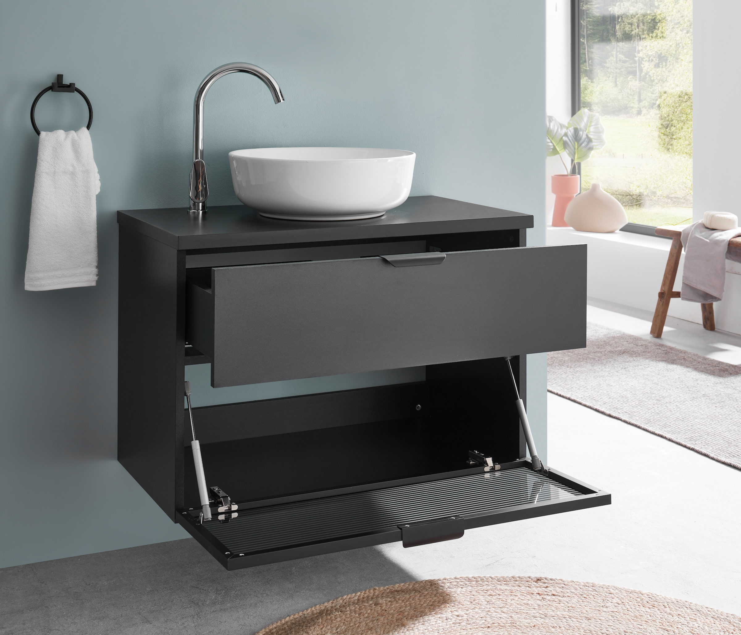 BASIC by Balculina Waschbeckenunterschrank »Diosa B/H/T 80x55x46 cm« 1 Stk. tlg. Breite 80cm, Softclose, Alurahmen