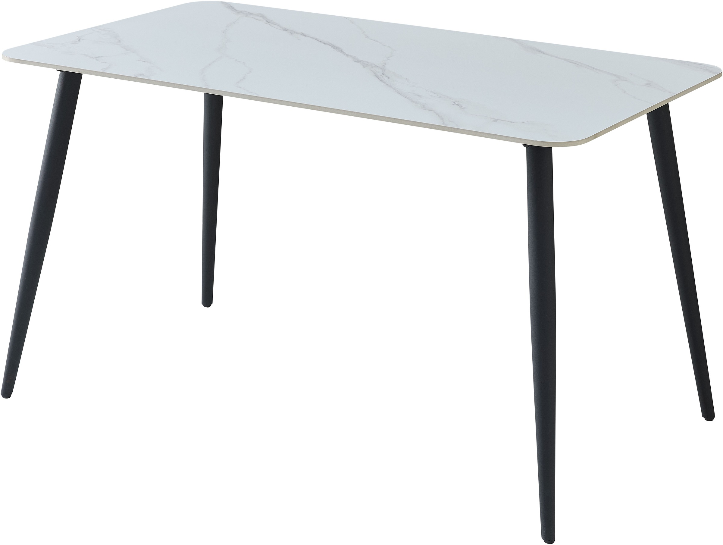 Stolkom Esstisch »Cody Esszimmertisch Keramik, Weiß marmoriert, BxHxT 140x76x80 cm«, Keramikoberfläche weiß marmoriert, 4-Fuß Gestell Schwarz matt