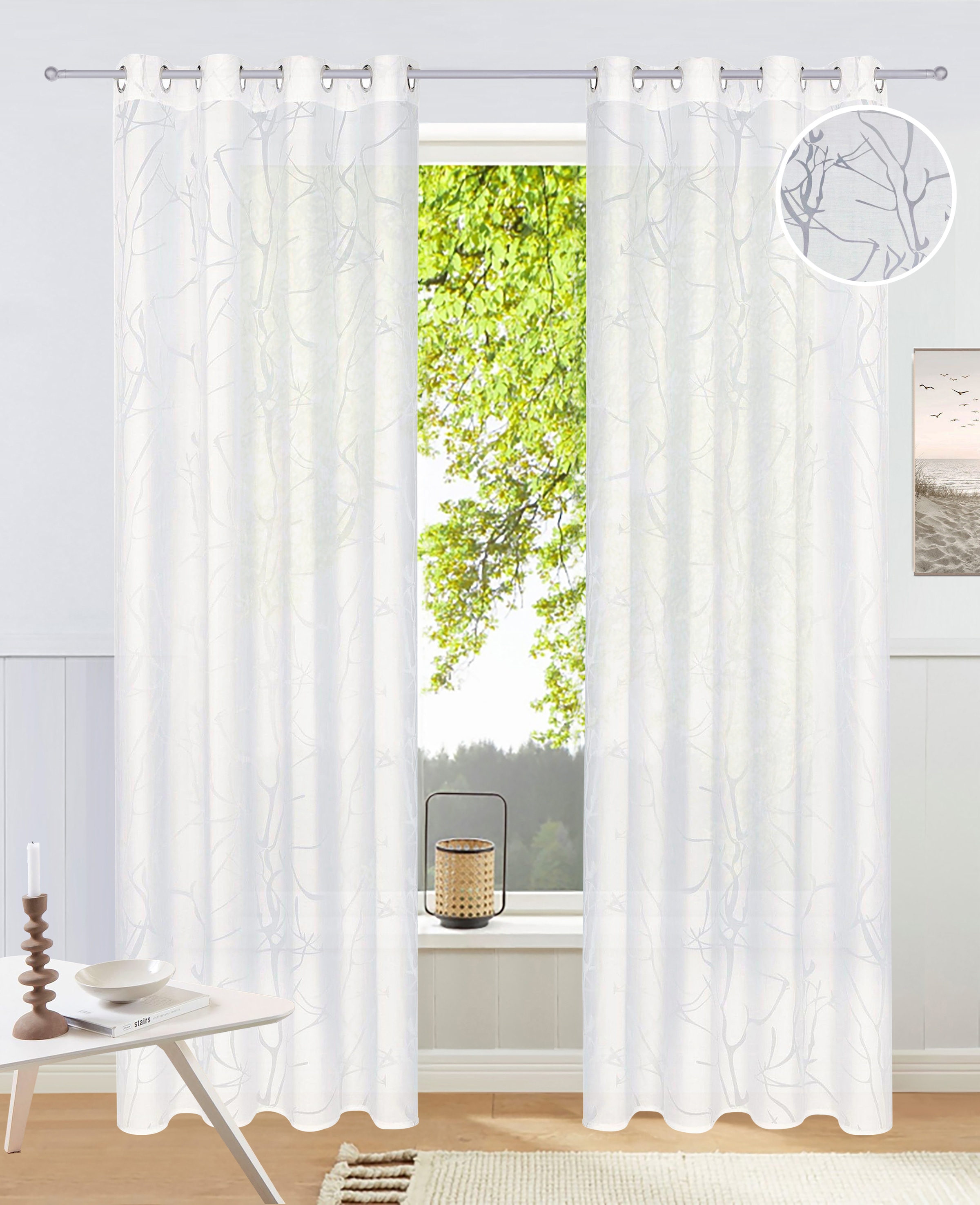my home Gardine »Anna« Ösen 1 Stk. tlg. Bestseller, Äste-Motiv, Viskose, Po günstig online kaufen