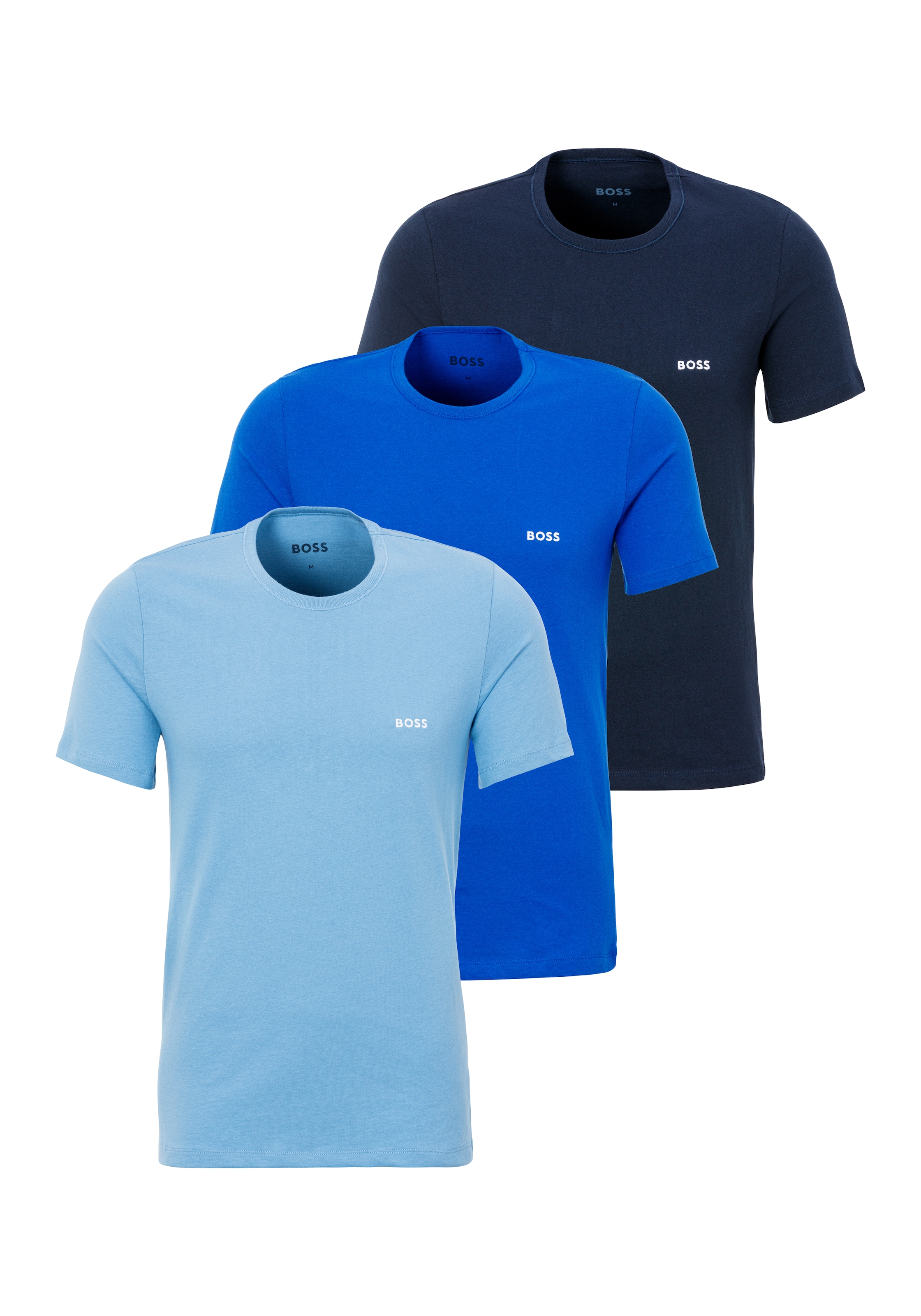 BOSS T-Shirt »TShirtRN 3P Classic«, (Packung, 3 tlg.), mit BOSS Stickerei