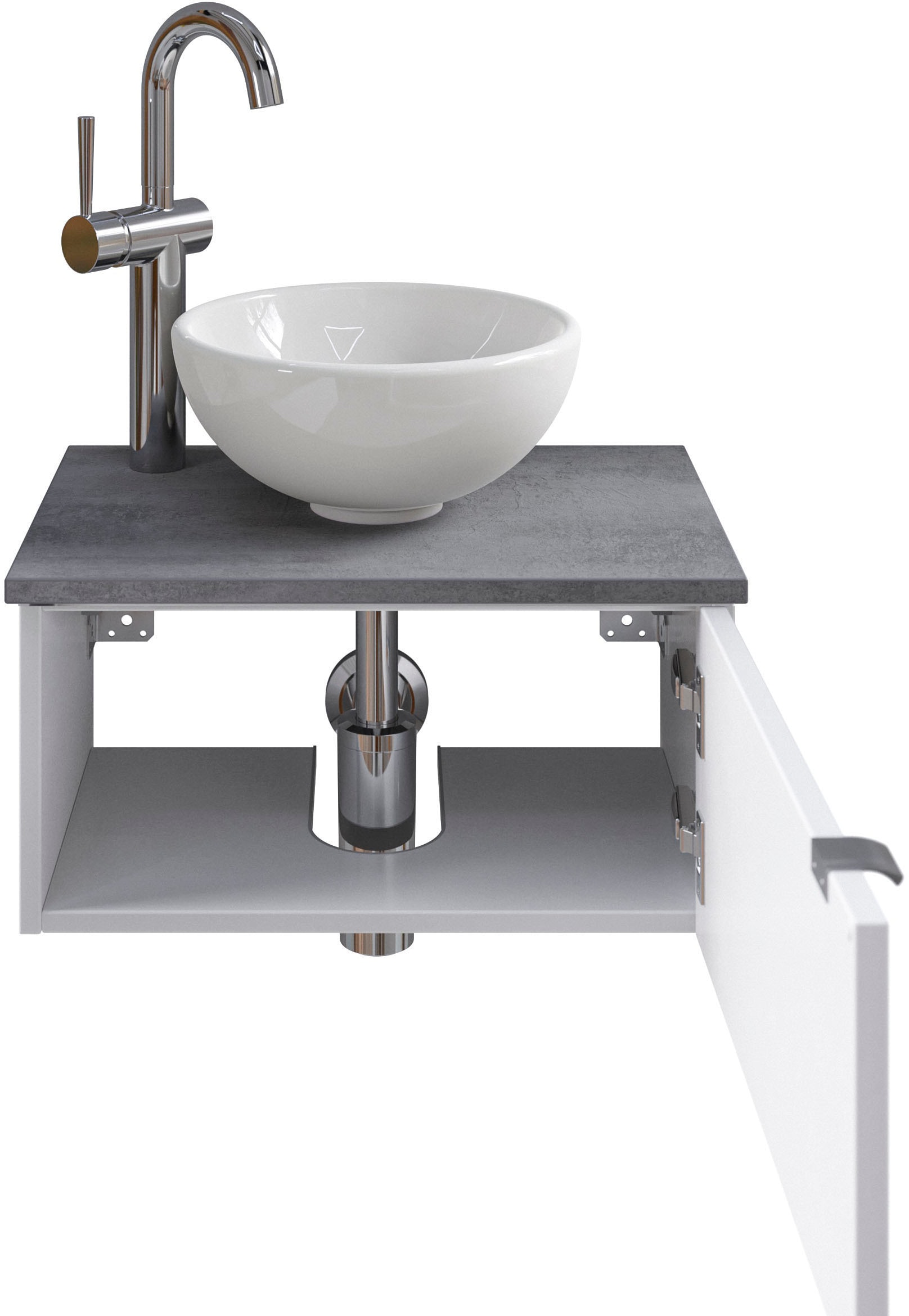 Saphir Waschtisch »Serie 6915 Waschschale mit Unterschrank für Gästebad, Gäste WC«, 51 cm breit, 1 Tür, Waschtischplatte, kleine Bäder, ohne Armatur