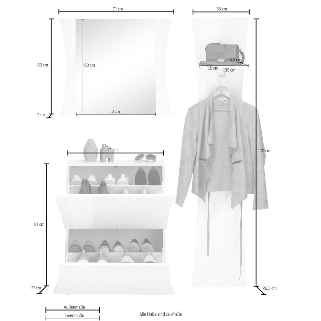 INOSIGN Garderoben-Set »Arco«, (Set, 3 St.)