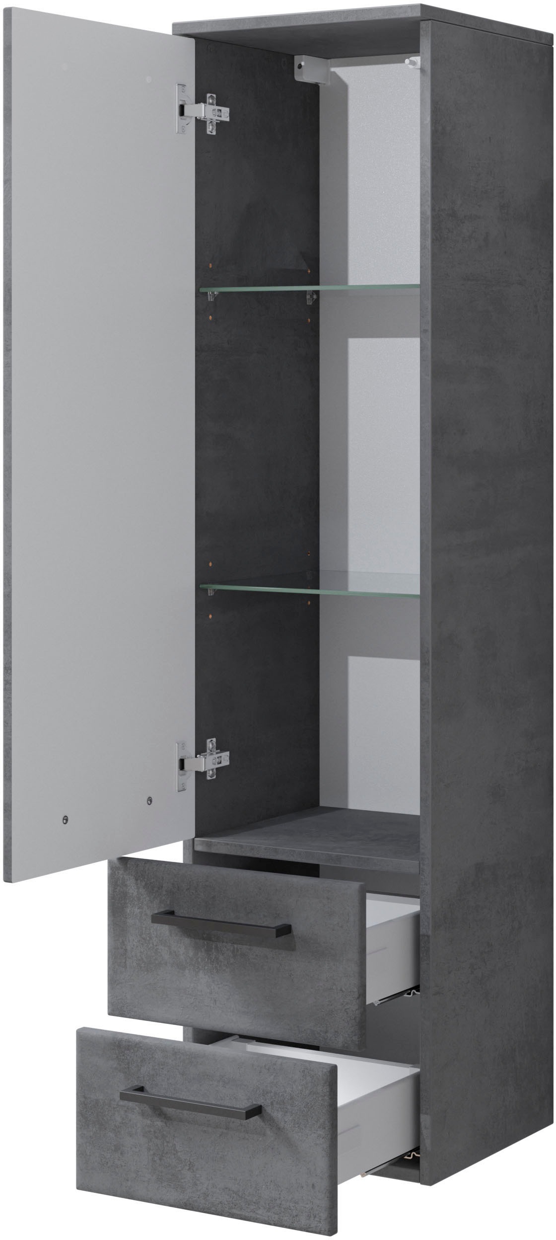 Saphir Badmöbel-Set »Quickset 945 3-teilig, Keramik-Waschtisch mit LED-Spiegelschrank«, (4 St.), Midischrank, 6 Türen, 3 Schubladen, 8 Einlegeböden, inkl. Türdämpfer