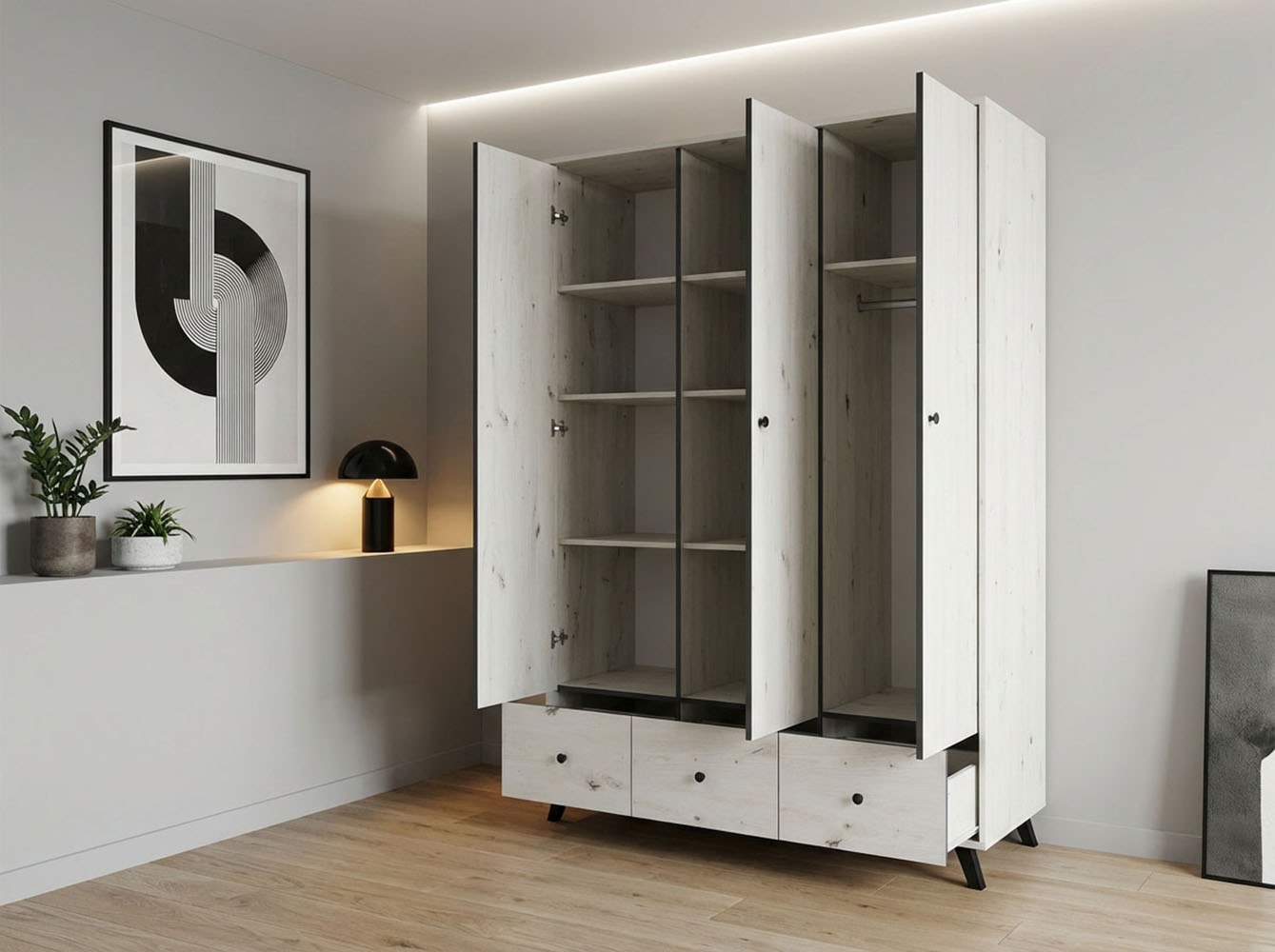 arthur berndt Babyzimmer-Komplettset »Babyzimmer Set »Lavea« 3-teilig« Set, Babymöbel-Set »Lavea«: Kleiderschrank, Kinderbett und Wickelkommode, 