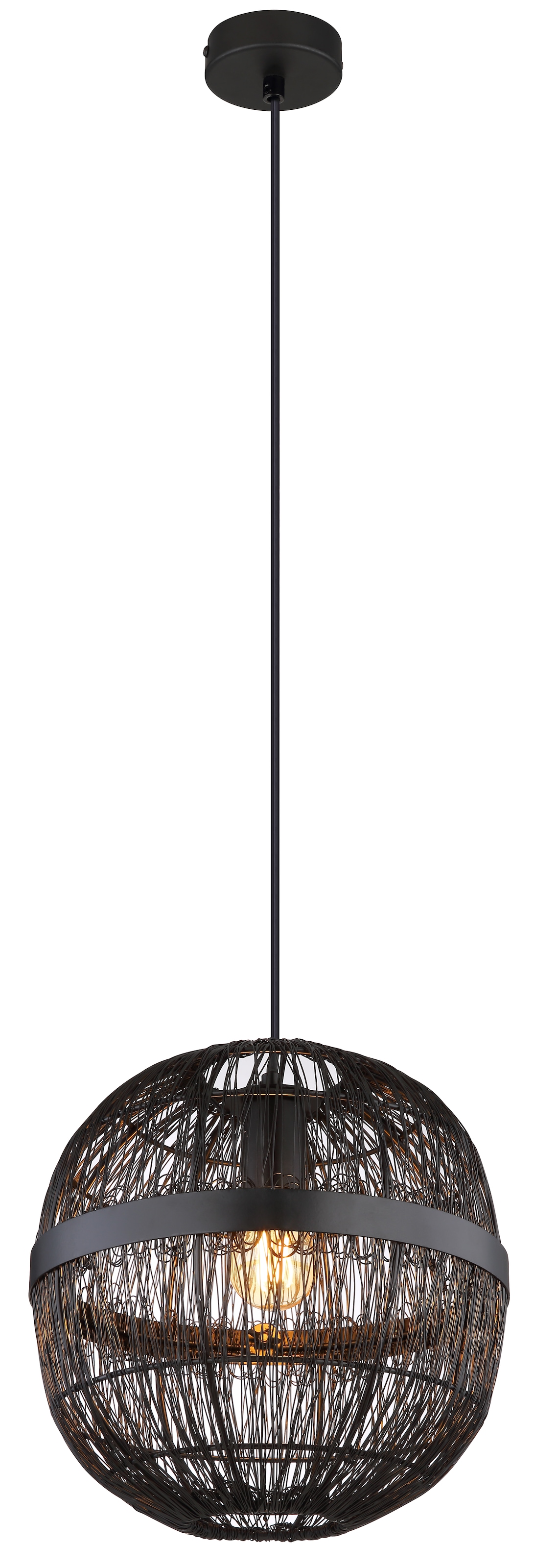 GLOBO LIGHTING Hängeleuchte »HERMI II«, Leuchtmittel E27 | ohne Leuchtmittel, Pendelleuchte / Wohnbereich /schwarz / Metallgeflecht / Kugel