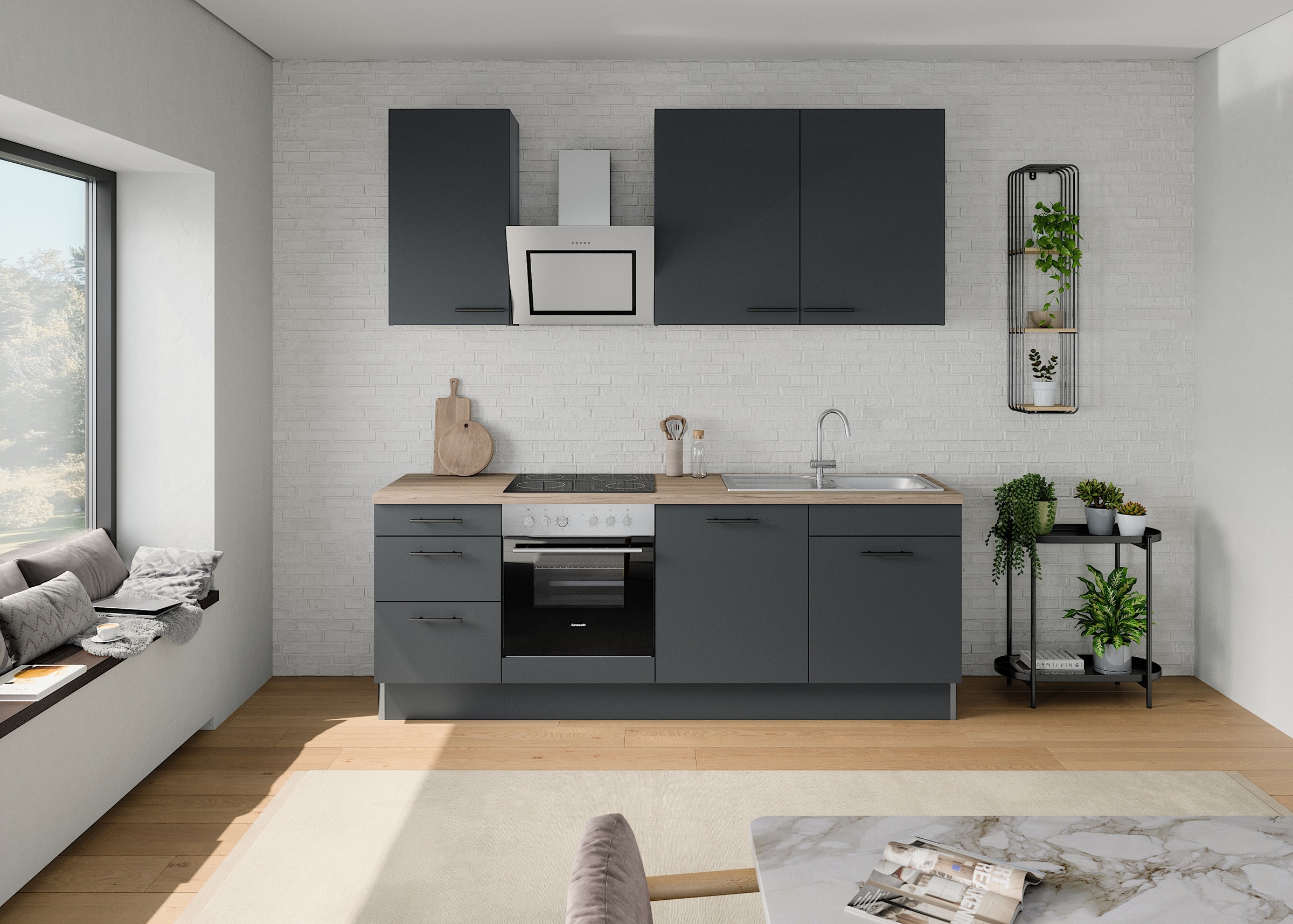 OPTIFIT Küchenzeile »Fiona«, Breite 230 cm, mit Hanseatic-E-Geräten in Premium oder Basic