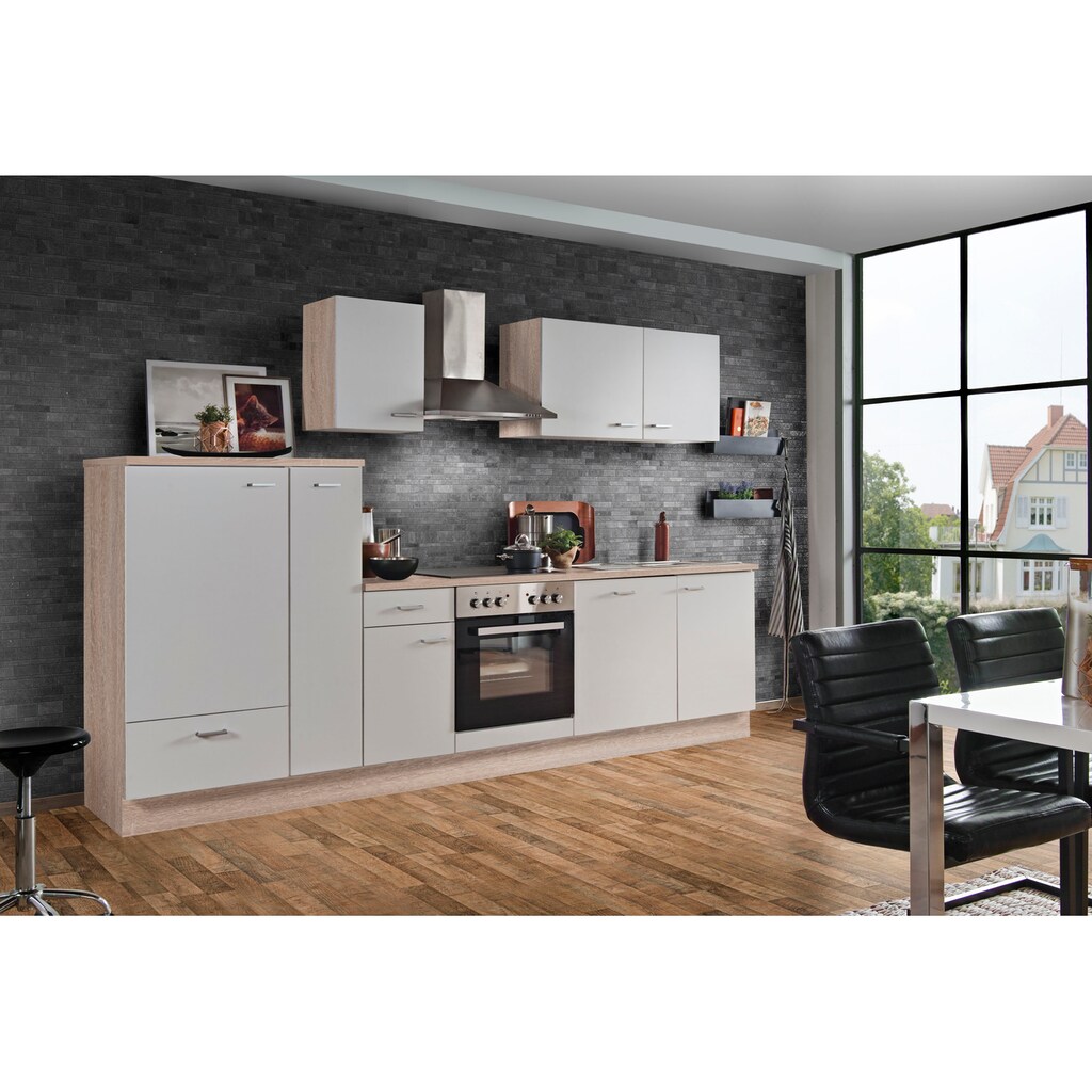Menke Küchen Küchenzeile »Classic«, Küchenzeile mit E-Geräten, Breite 300 cm