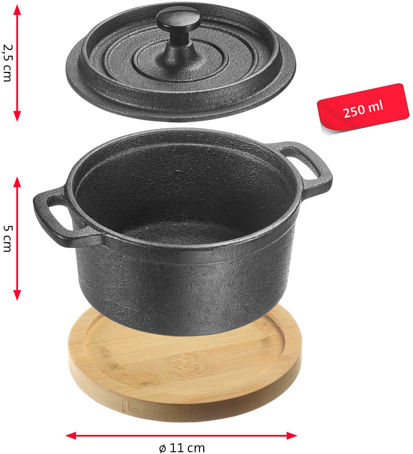 Gusseiserner Topf mit Deckel »Tapas + Friends«, 250 ml