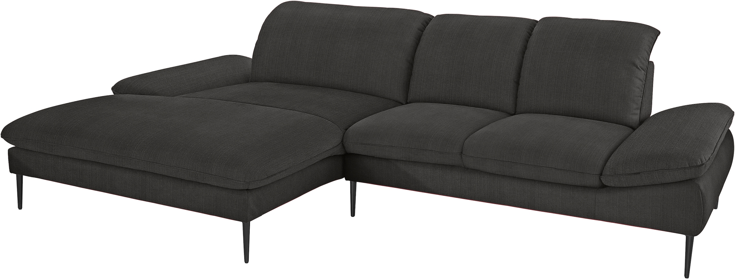 W.SCHILLIG Ecksofa »enjoy&MORE, Designsofa, elegant und bequem, L-Form«, Sitztiefenverstellung, Füße schwarz pulverbeschichtet, Breite 310 cm