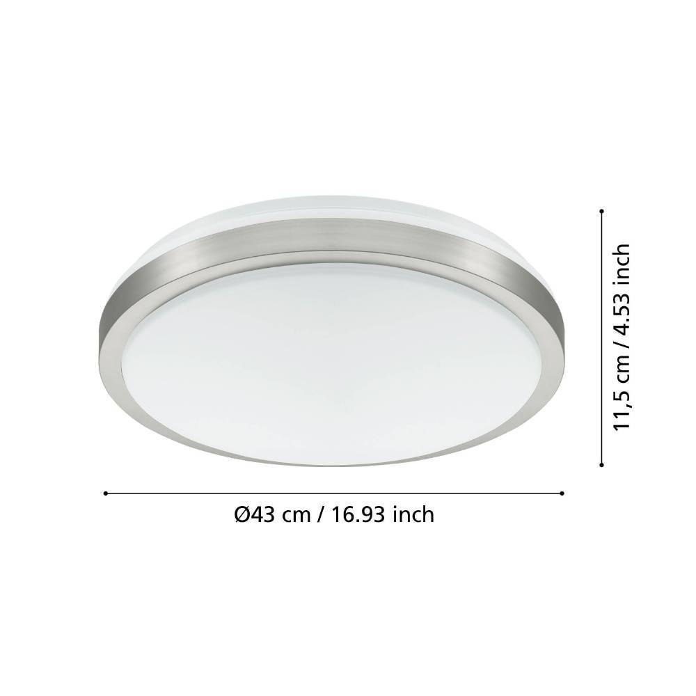 EGLO Deckenleuchte »COMPETA 1 Deckenlampe, weiß, nickel-matt, rund, Wohnzimmerlampe«, 1 flammig, Leuchtmittel LED-Board | LED fest integriert, Stahl und Kunststoff, Esszimmer, Industrial, minimalistisch, Ø43cm