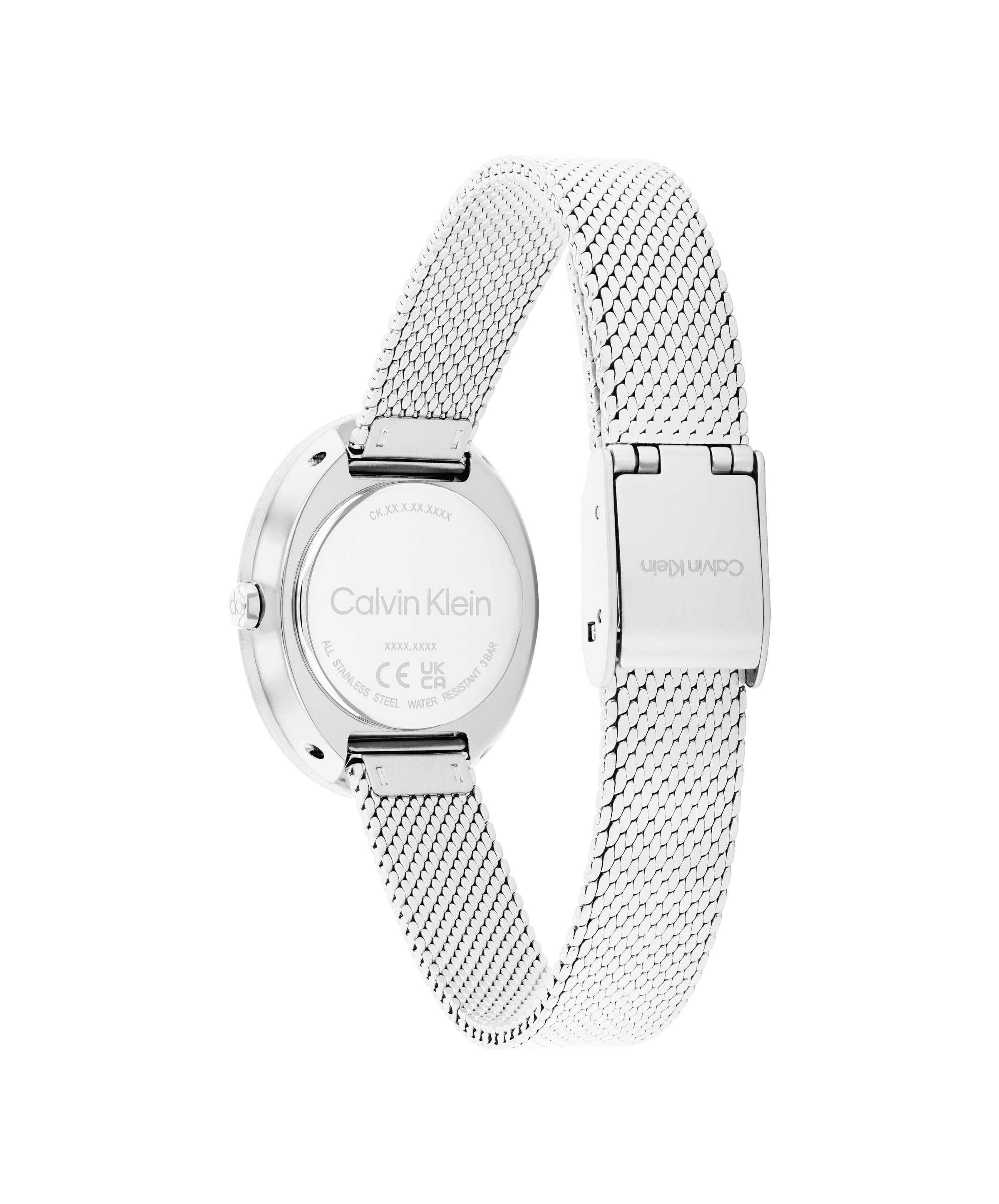 Calvin Klein Quarzuhr »TWISTED BEZEL« Armbanduhr, Damenuhr, Edelstahlarmband, analog