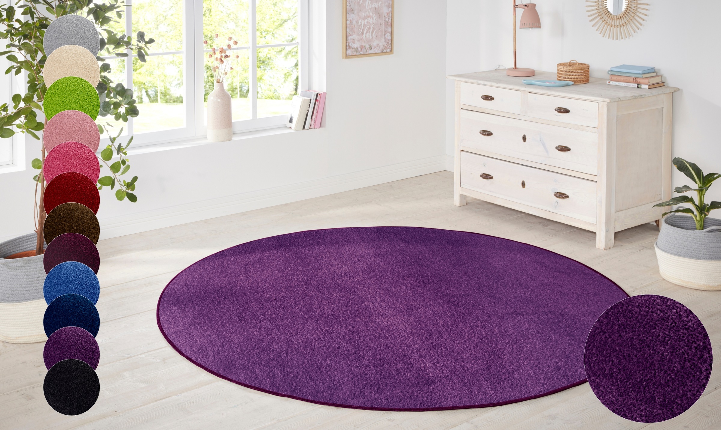 HANSE Home Teppich "Shashi" rund 8,5 mm Höhe Kurzflor, Unifarben, Teppich, günstig online kaufen