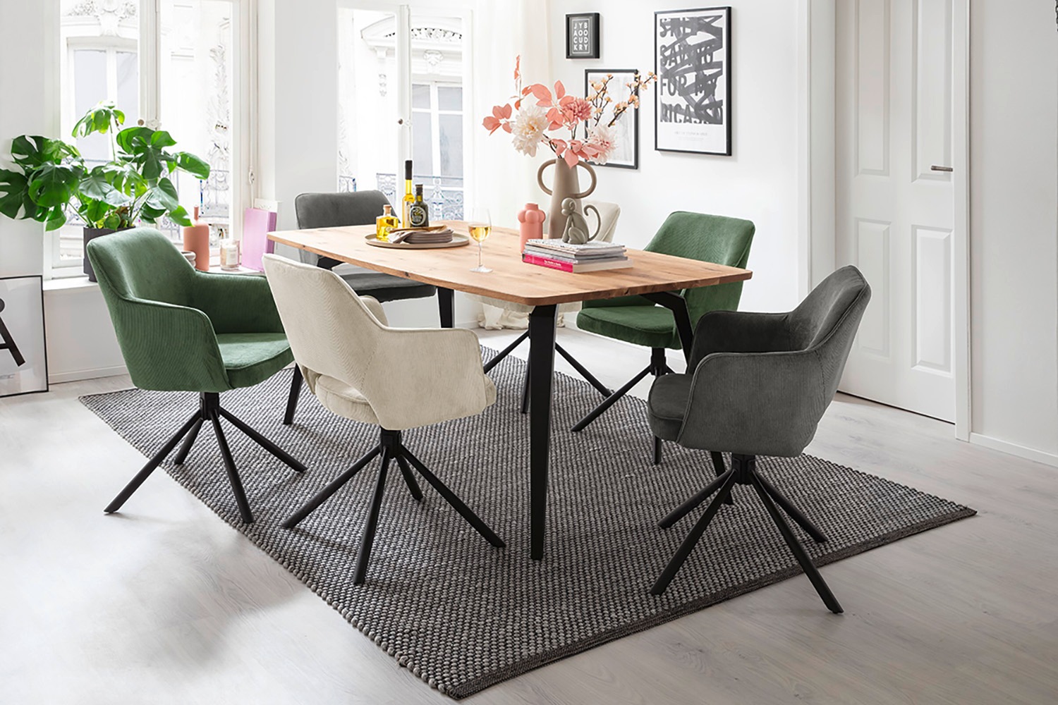 MCA furniture Esszimmerstuhl »LUZON«, Cord, (2er-Set), drehbar 180°, Belast günstig online kaufen