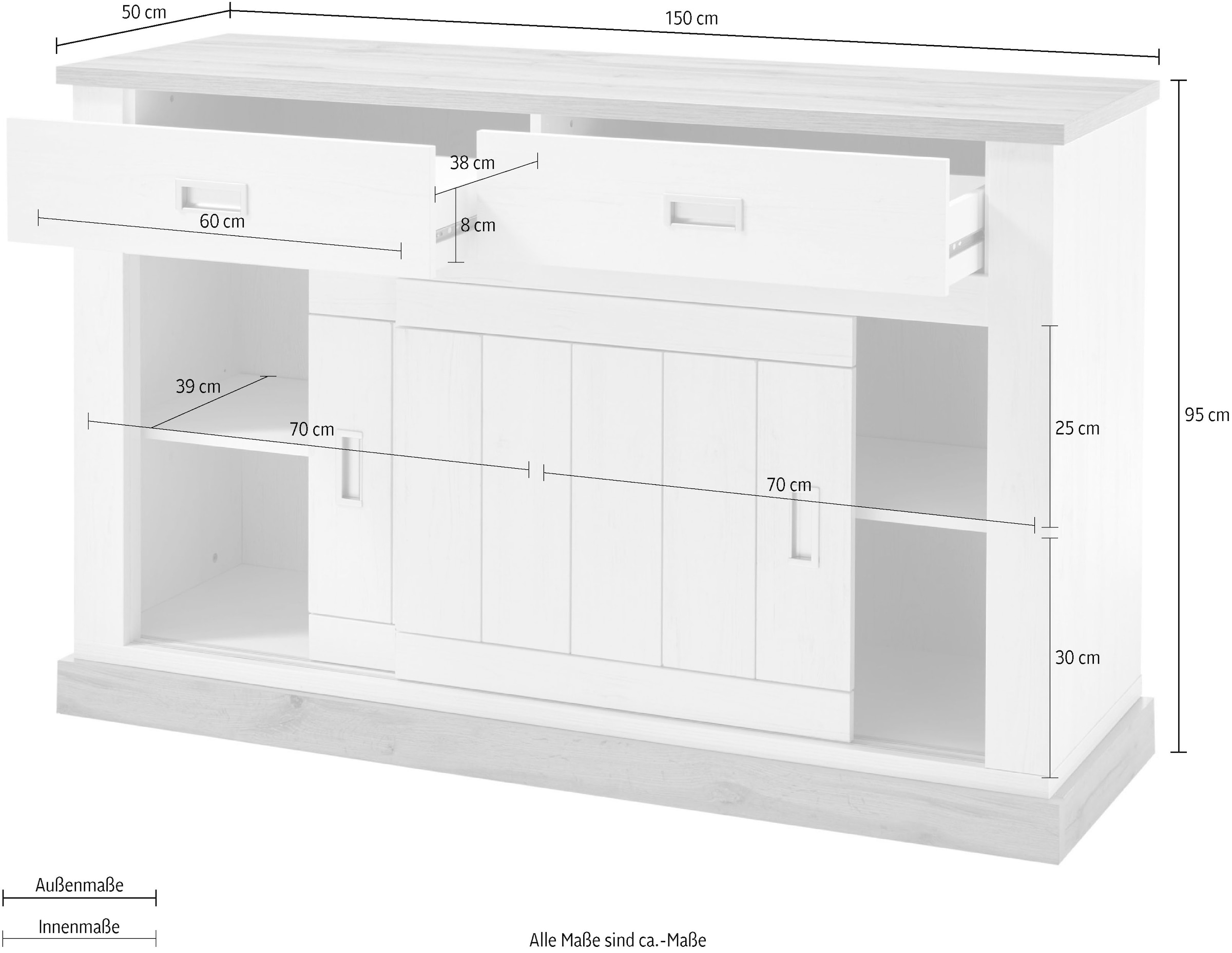 Home affaire Sideboard »ORLANDO«, Breite ca. 150 cm