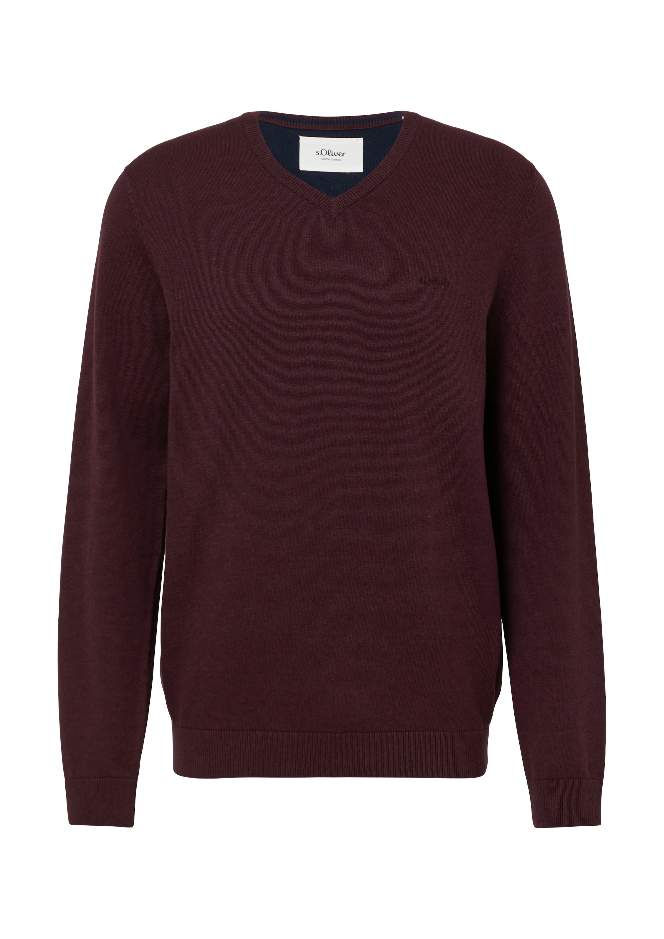 s.Oliver Strickpullover, in melierter Optik mit Logo-Stickerei