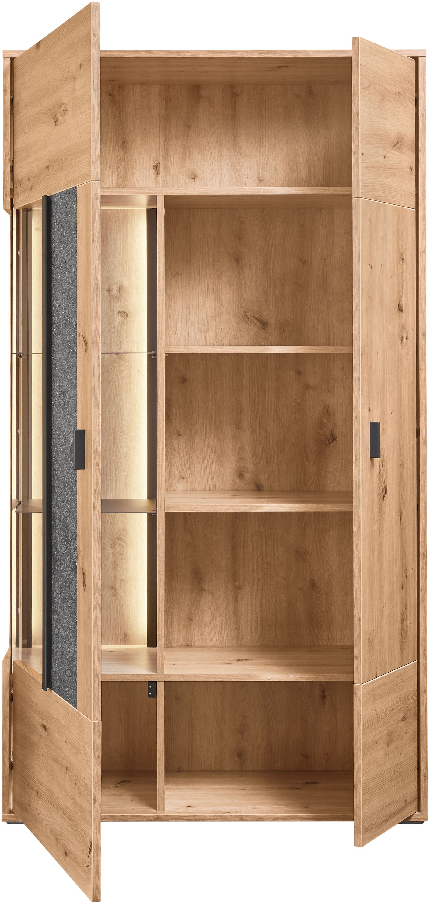 set one by Musterring Vitrine »Deltona«, mit Sandsteinelement, inkl. Beleuchtung, zwei Farben, B94 x H170 cm