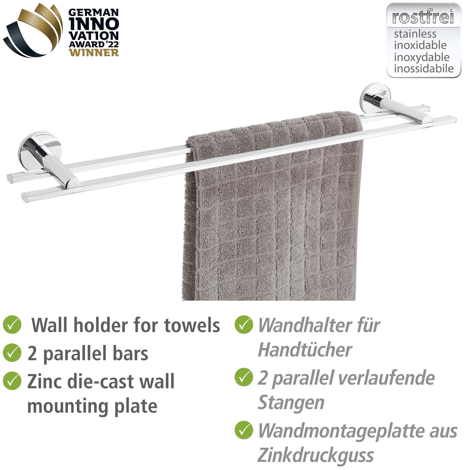 WENKO Handtuchstange »UV-Loc® Isera« befestigen ohne Bohren