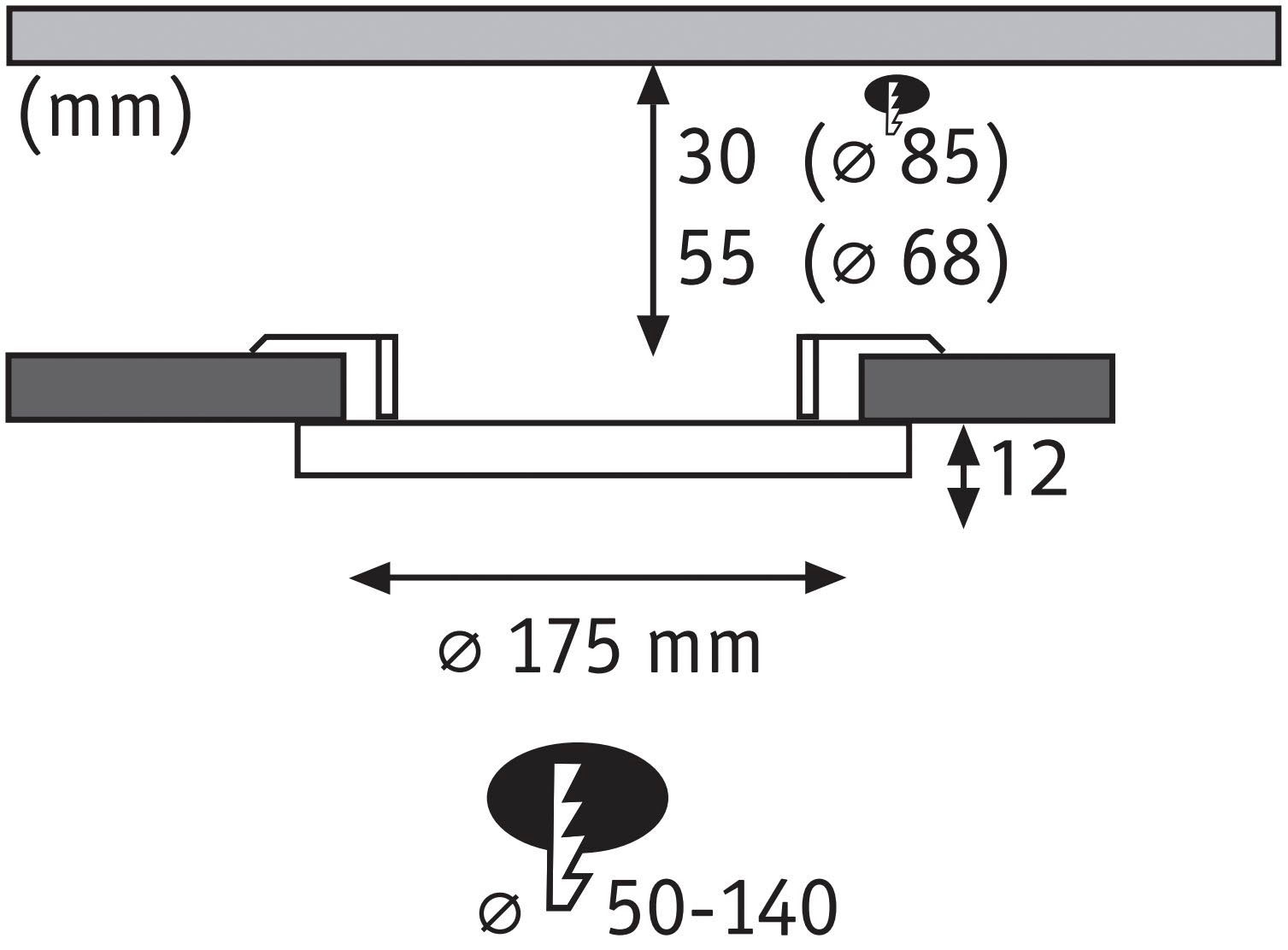 Paulmann LED Einbauleuchte »Areo« LED-Modul 1 Stk. Warmweiß LED Einbaupanel Areo VariFit IP44 rund 118mm 3000K