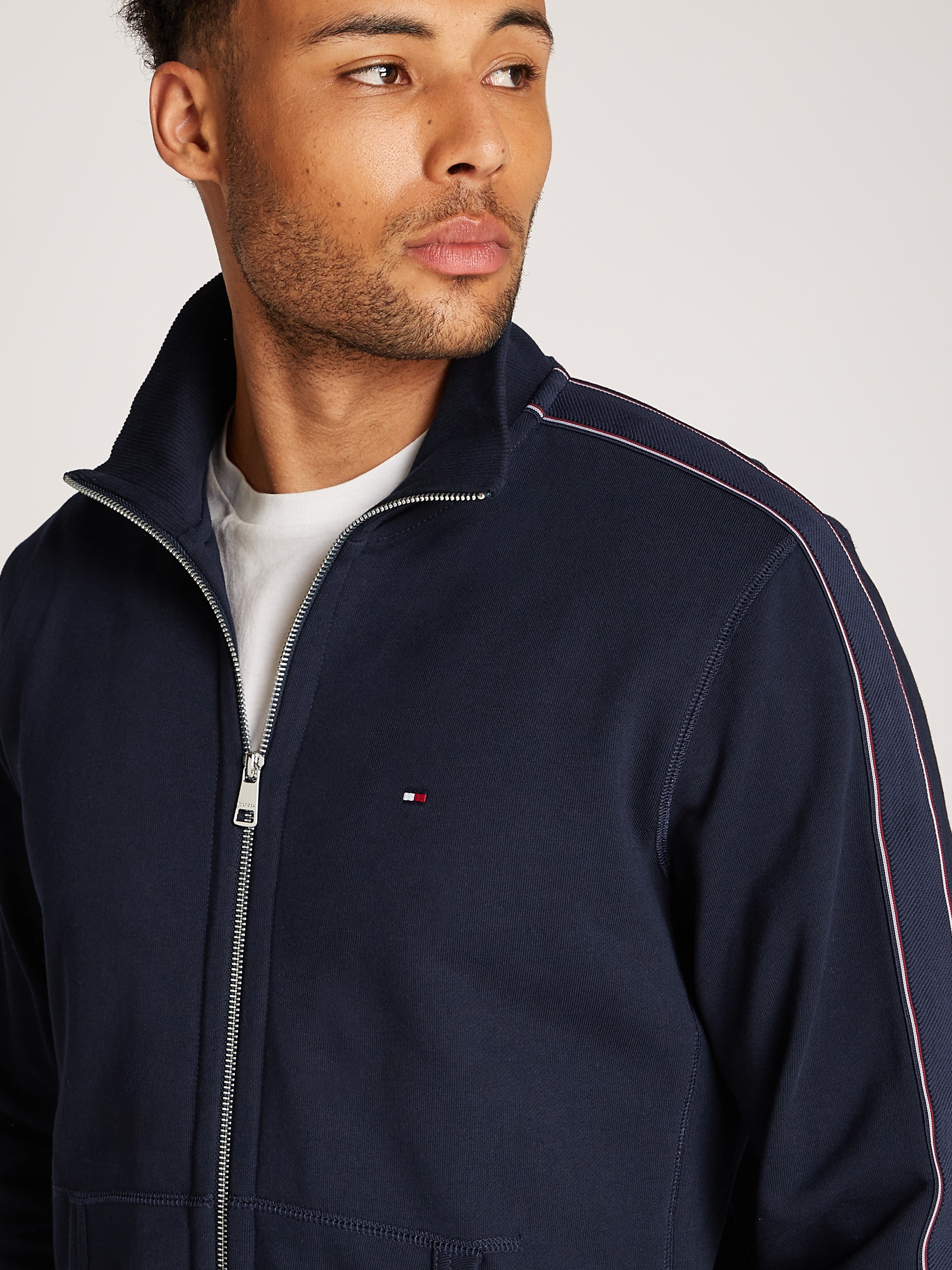 Tommy Hilfiger Sweatjacke »GLOBAL STRIPE ZT STAND COLLAR«