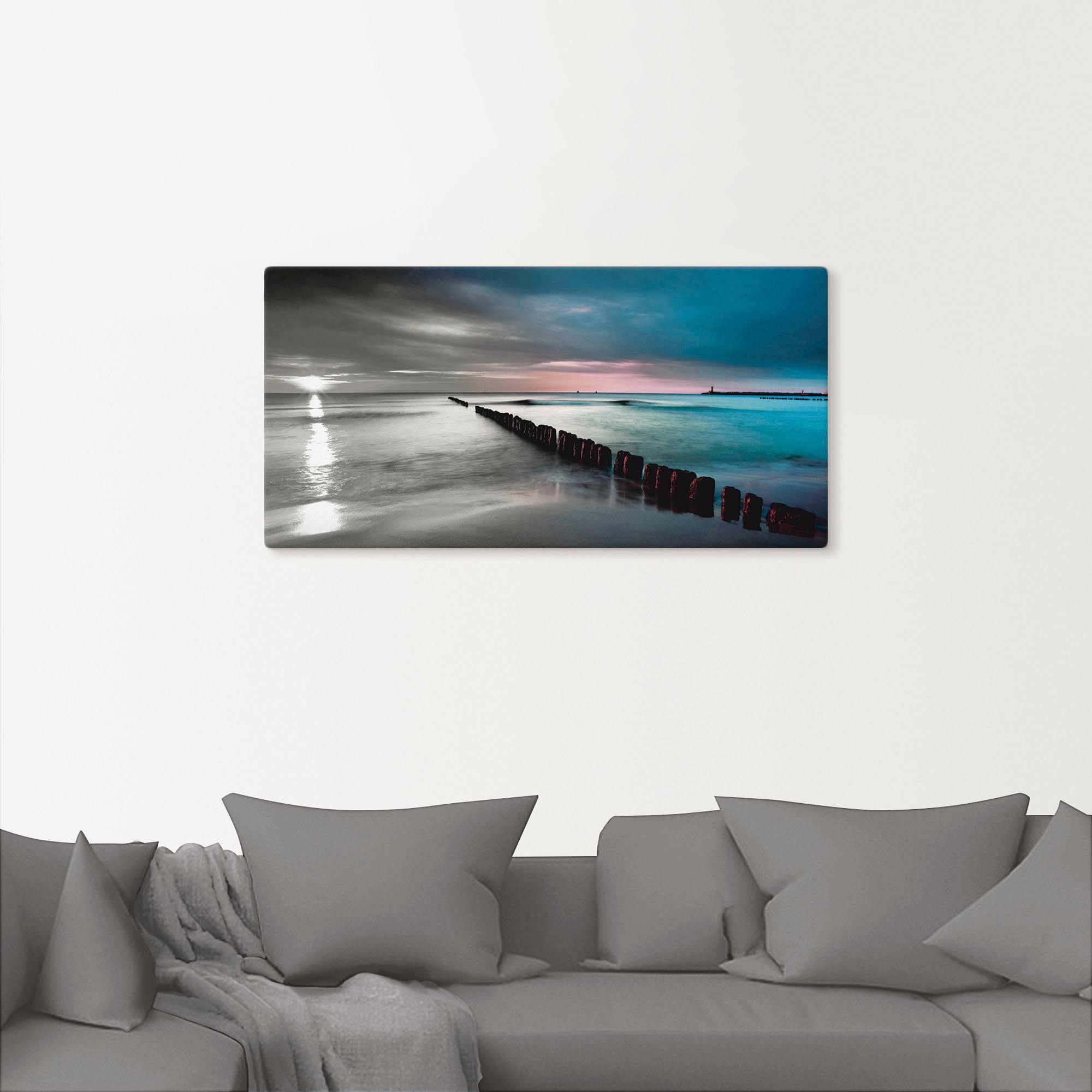 Artland Wandbild »Ostsee mit Sonnenaufgang s/w«, Gewässer, (1 St.), als Lei günstig online kaufen