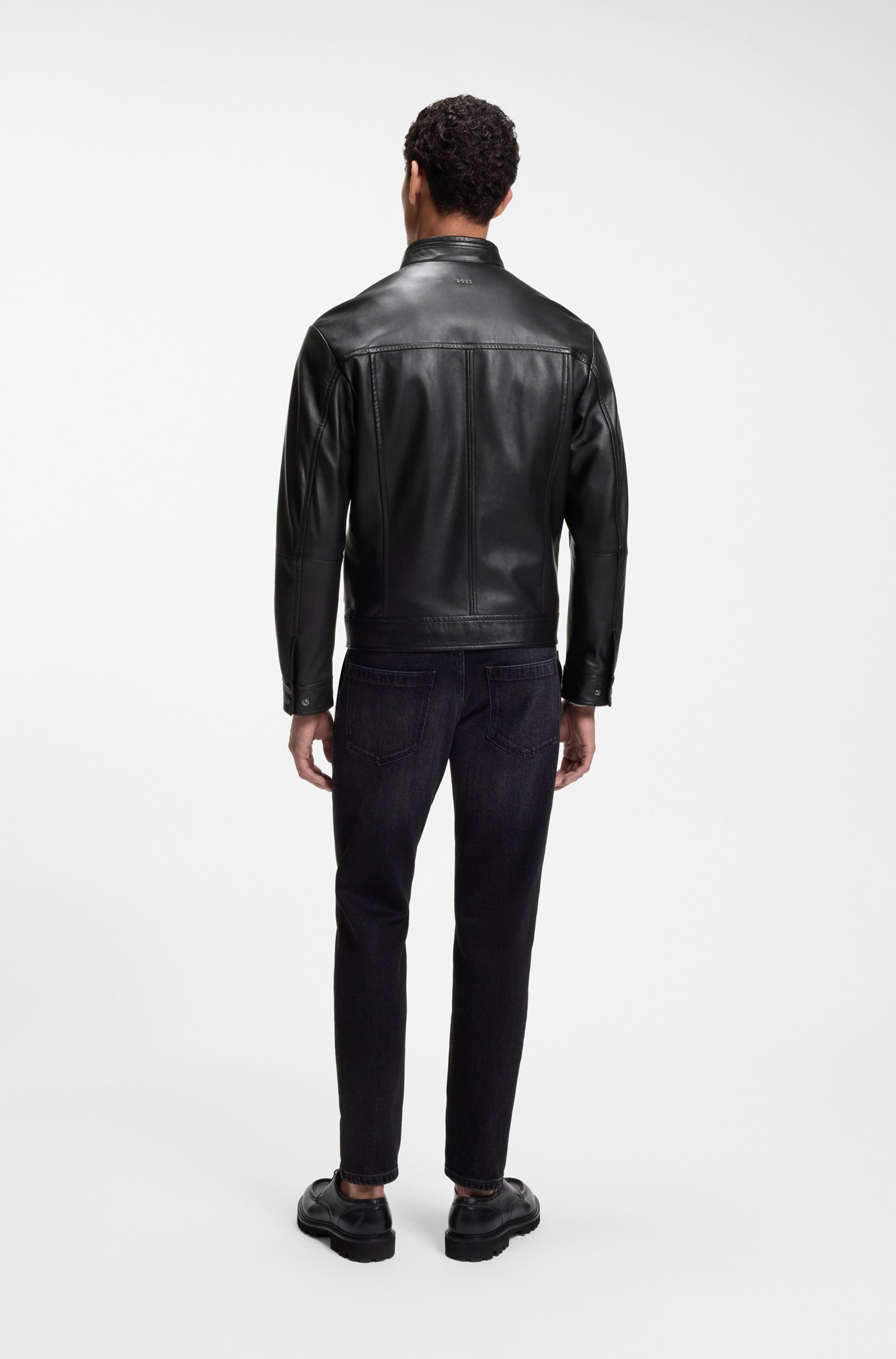 BOSS ORANGE Lederjacke »Joslay1« aus hochwertigem Nappa-Glattleder, Slim Fit, Metallreißverschluss