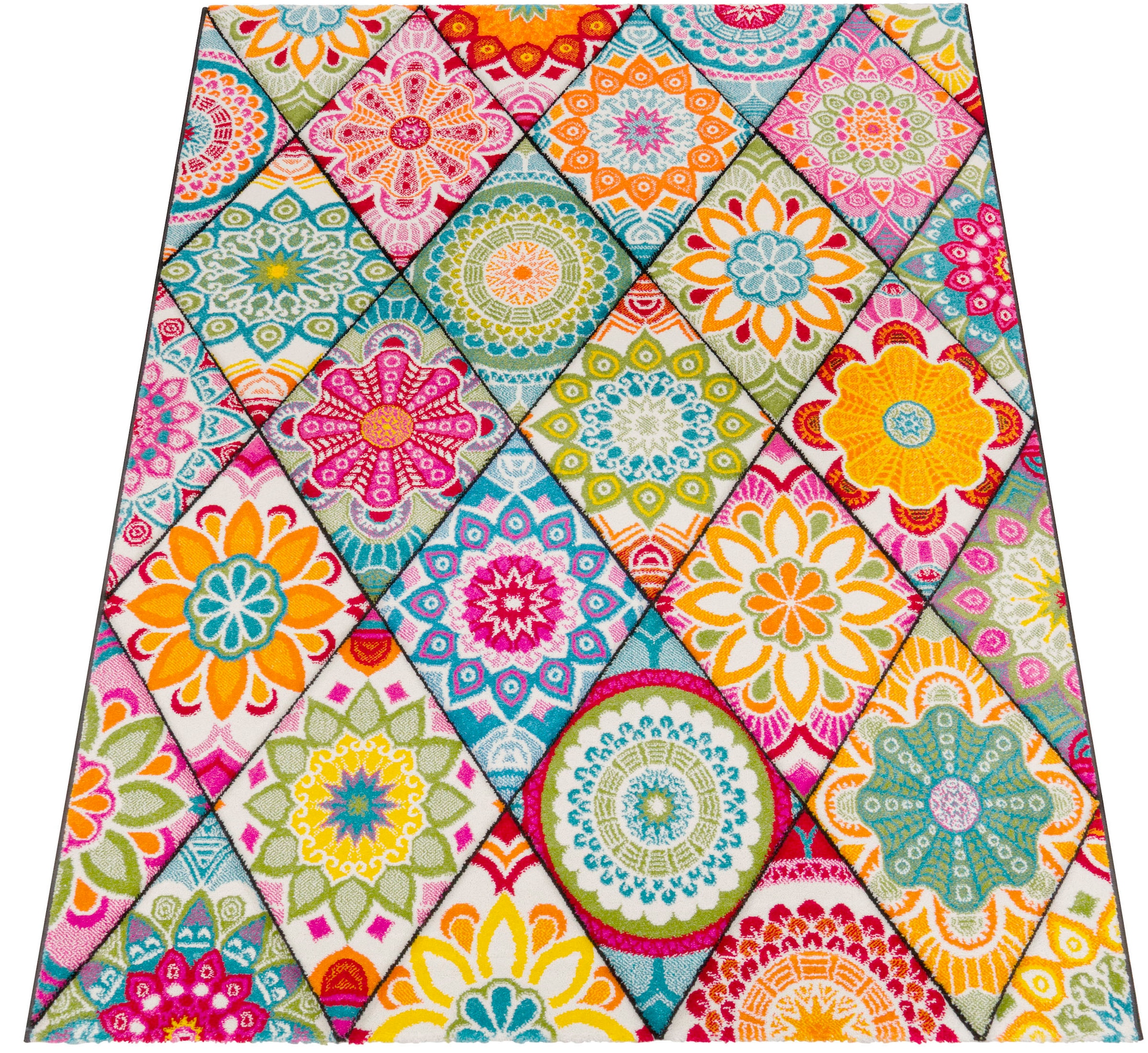 Paco Home Teppich »Vistoso 631«, rechteckig, 17 mm Höhe, Kurzflor, 3D-Design, modernes retro Motiv