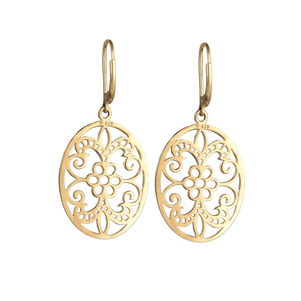 Elli Paar Ohrhänger »Ornament Blume Orientalisch Oval 925 Silber«