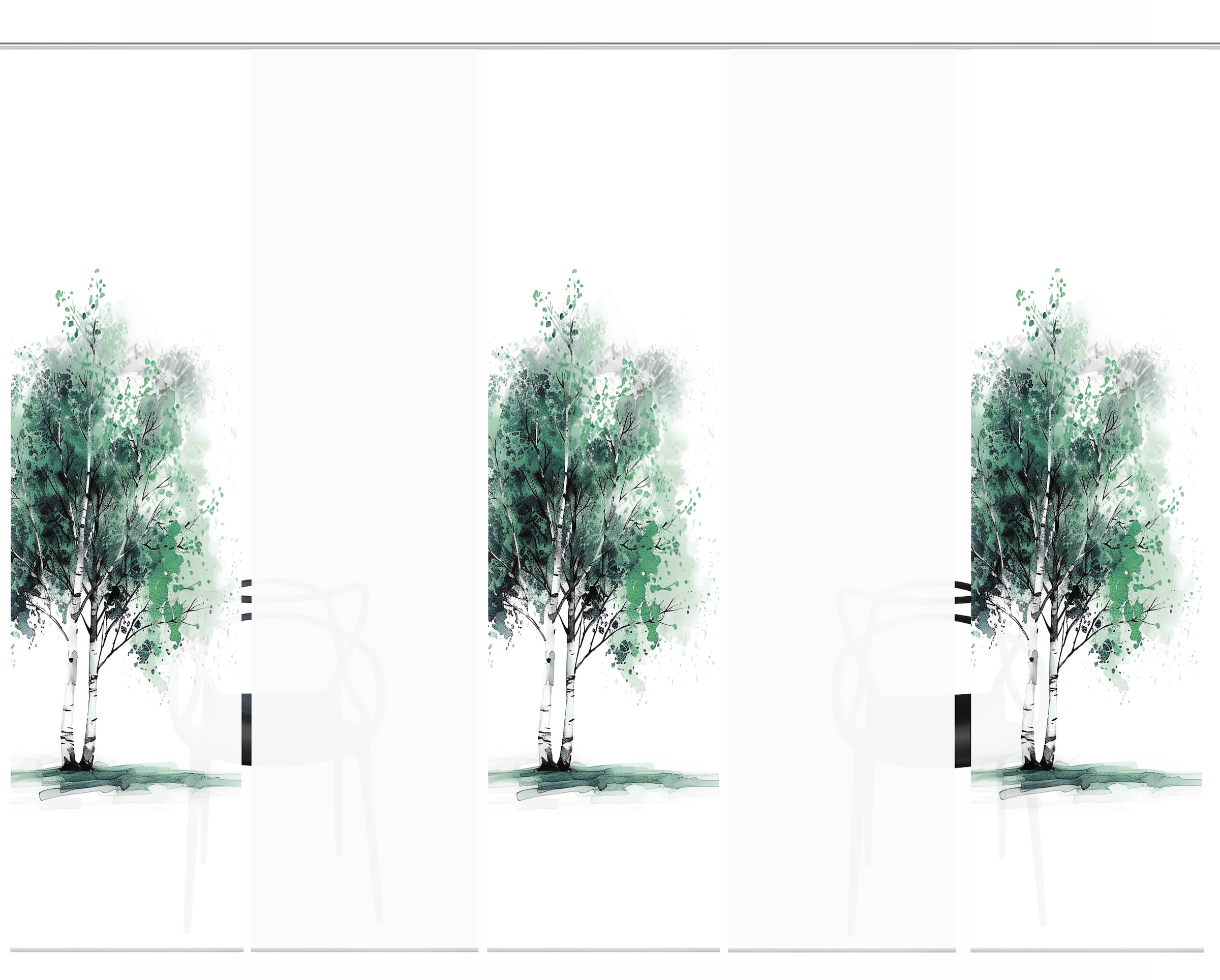 HOME WOHNIDEEN Schiebegardine »TREE« Paneelwagen 5 Stk. tlg. Schiebewand Seidenoptik, SET, Digitaldruck