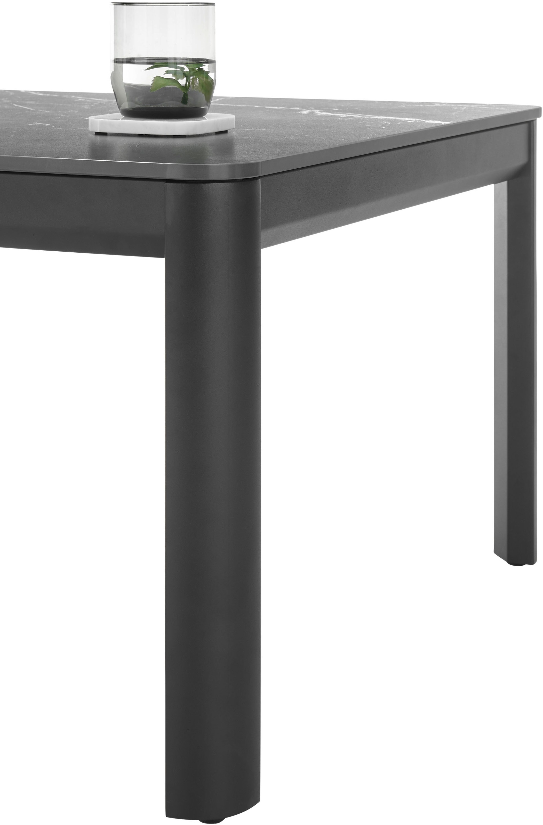 Stolkom Couchtisch »Lenni Wohnzimmertisch Keramik, Schwarz gemasert BxHxT 120x45x70 cm«, Keramikoberfläche schwarz gemasert, Metallgestell schwarz matt