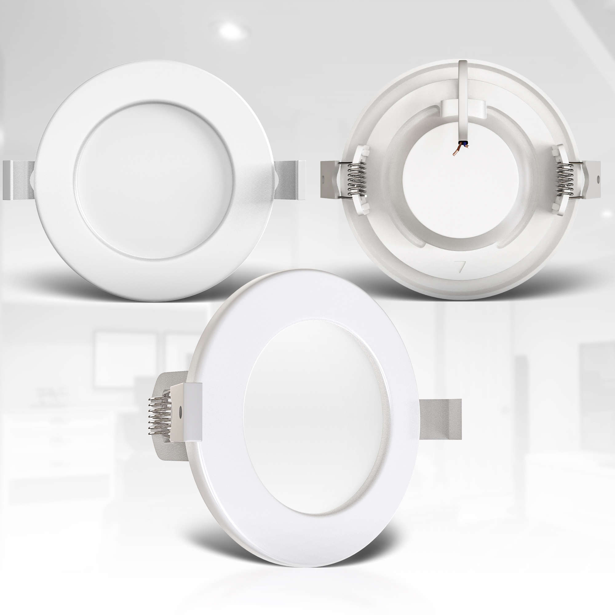B.K.Licht LED Einbauleuchten-Set, ultraflaches 3er-Set, inkl. LED-Modul, Kunststoff, Weiß, 6 Watt, 450 Lumen, 3.000 Kelvin, nicht dimmbar,