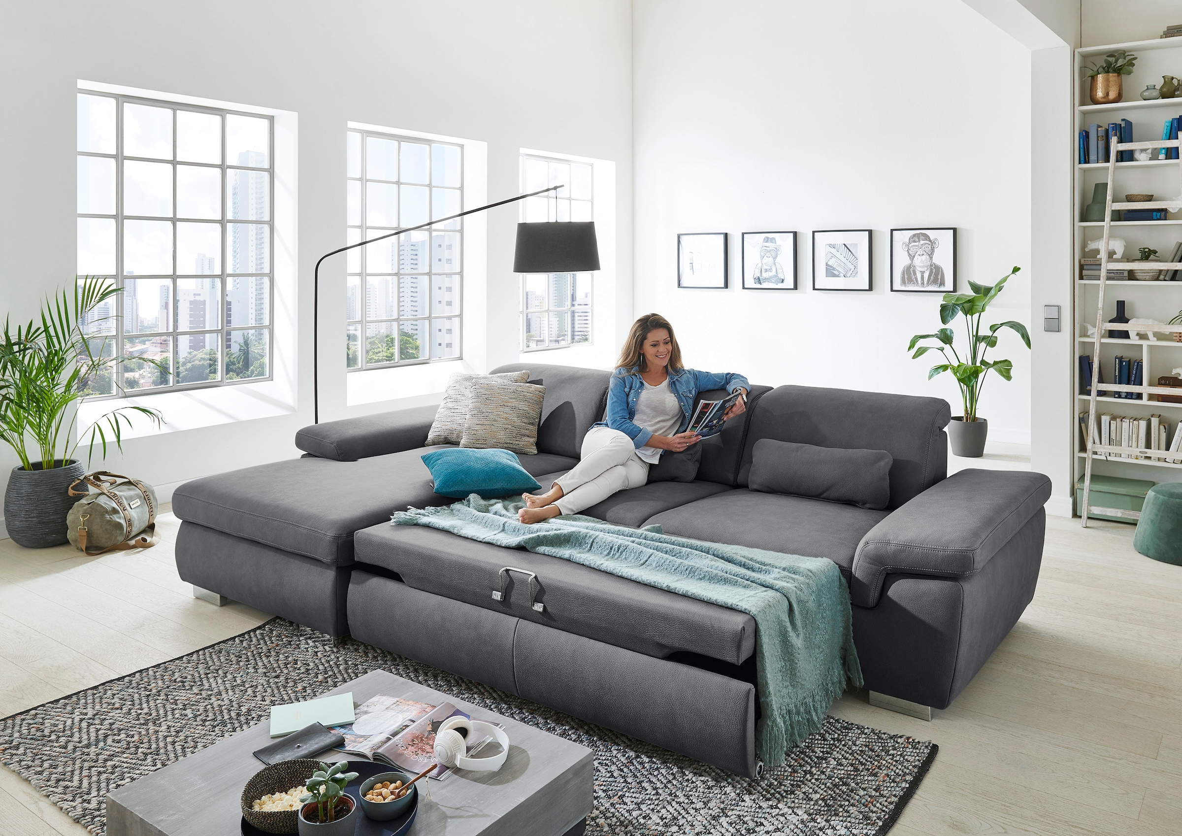 Die PlanBar Ecksofa »MP-IN17041 L-Form«, mit Sitztiefenverstellung, optional Kopfteilverstellung & Bettfunktion