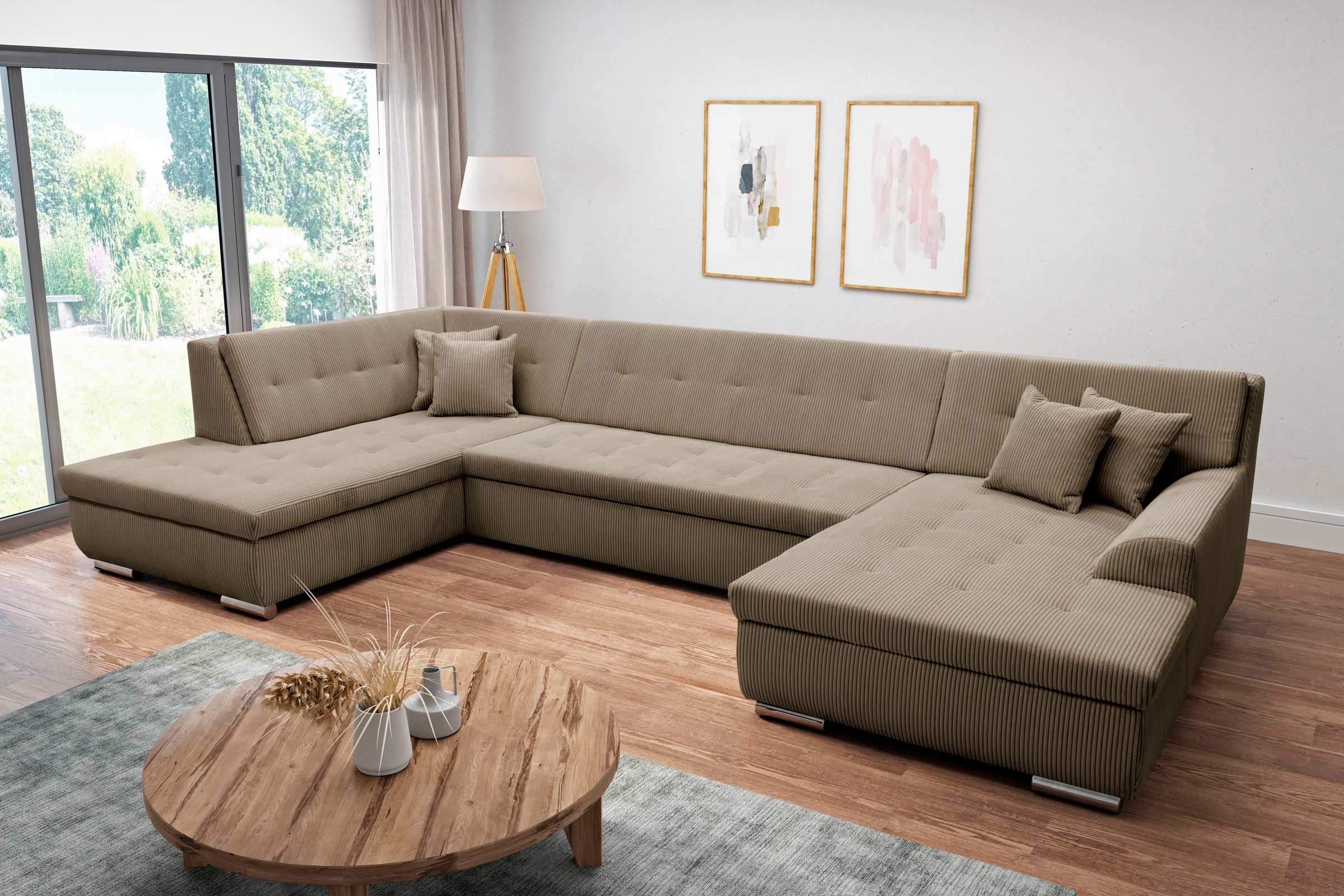 DOMO collection Wohnlandschaft "Treviso incl. Zierkissen, moderne Steppung, günstig online kaufen