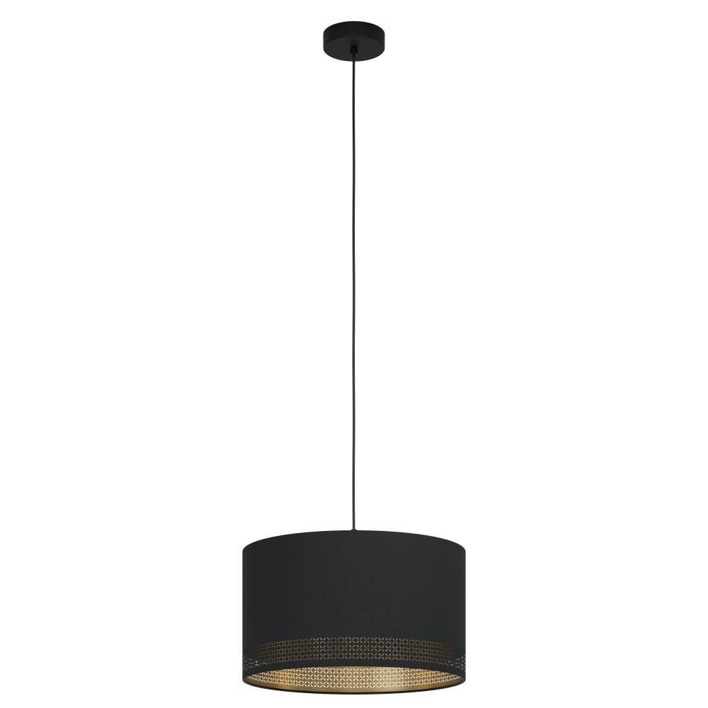 EGLO Hängeleuchte »ESTEPERRA Hängelampe, schwarz-gold, Textil, exkl. Leuchtmittel Retro«, 1 flammig, Leuchtmittel E27 | ohne Leuchtmittel, Pendelleuchte, Esstischlampe, Wohnzimmerlampe, Vintage, 110x38cm
